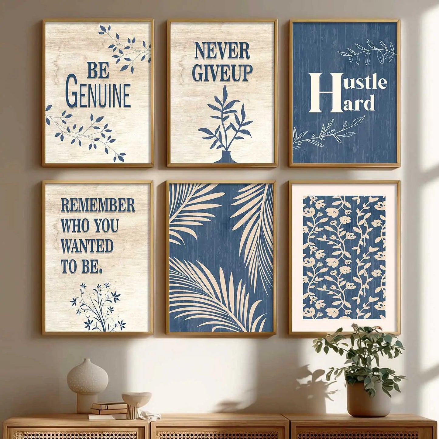 Motivational Quotes Framed Posters for Home Living Room Bedroom and Office Wall Decor Set of 6