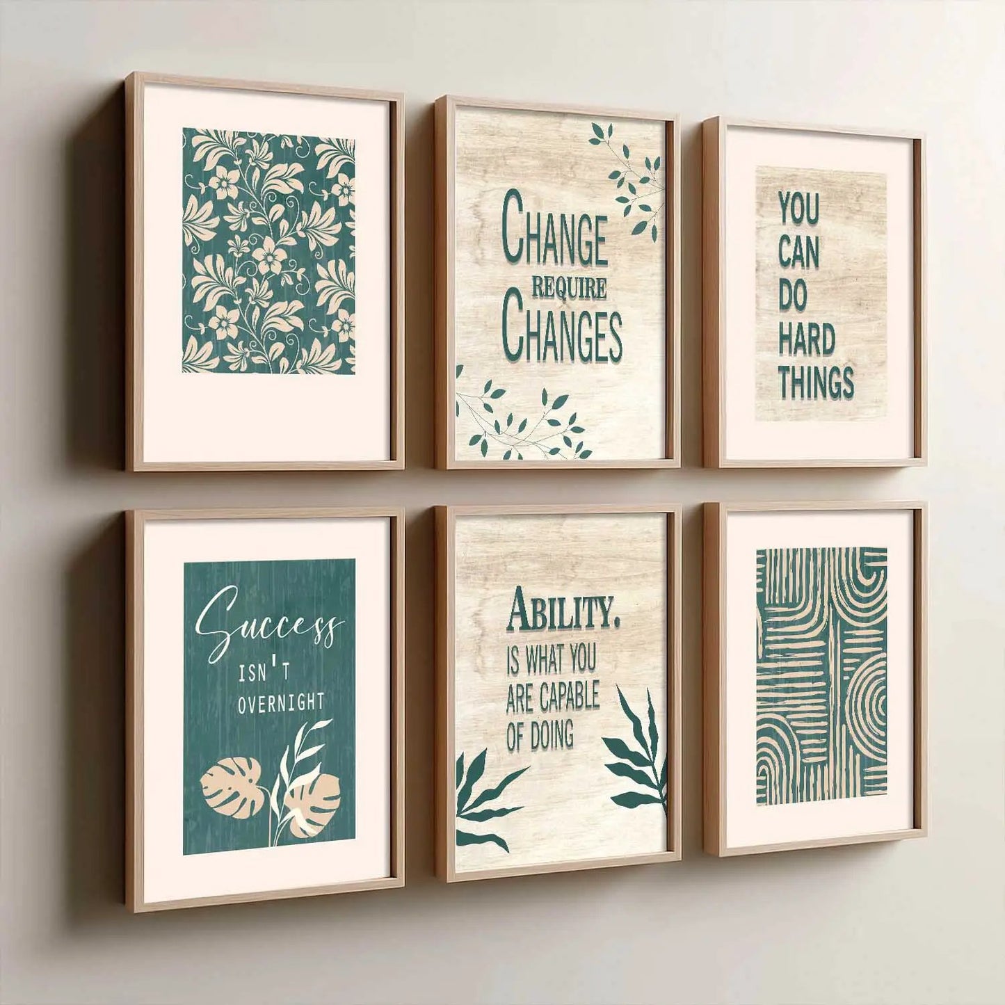 Motivational Quotes Framed Posters for Home Living Room Bedroom and Office Wall Decor Set of 6