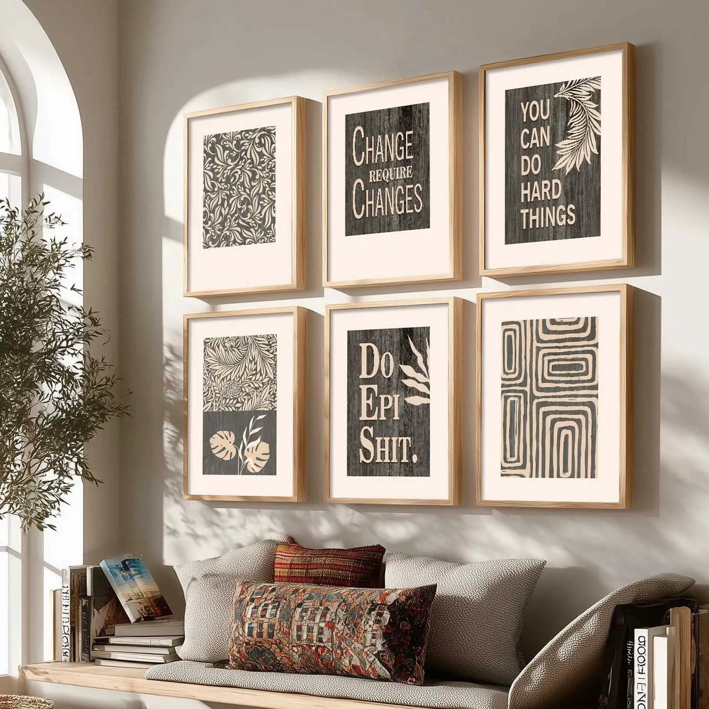 Motivational Quotes Framed Posters for Home Living Room Bedroom and Office Wall Decor Set of 6