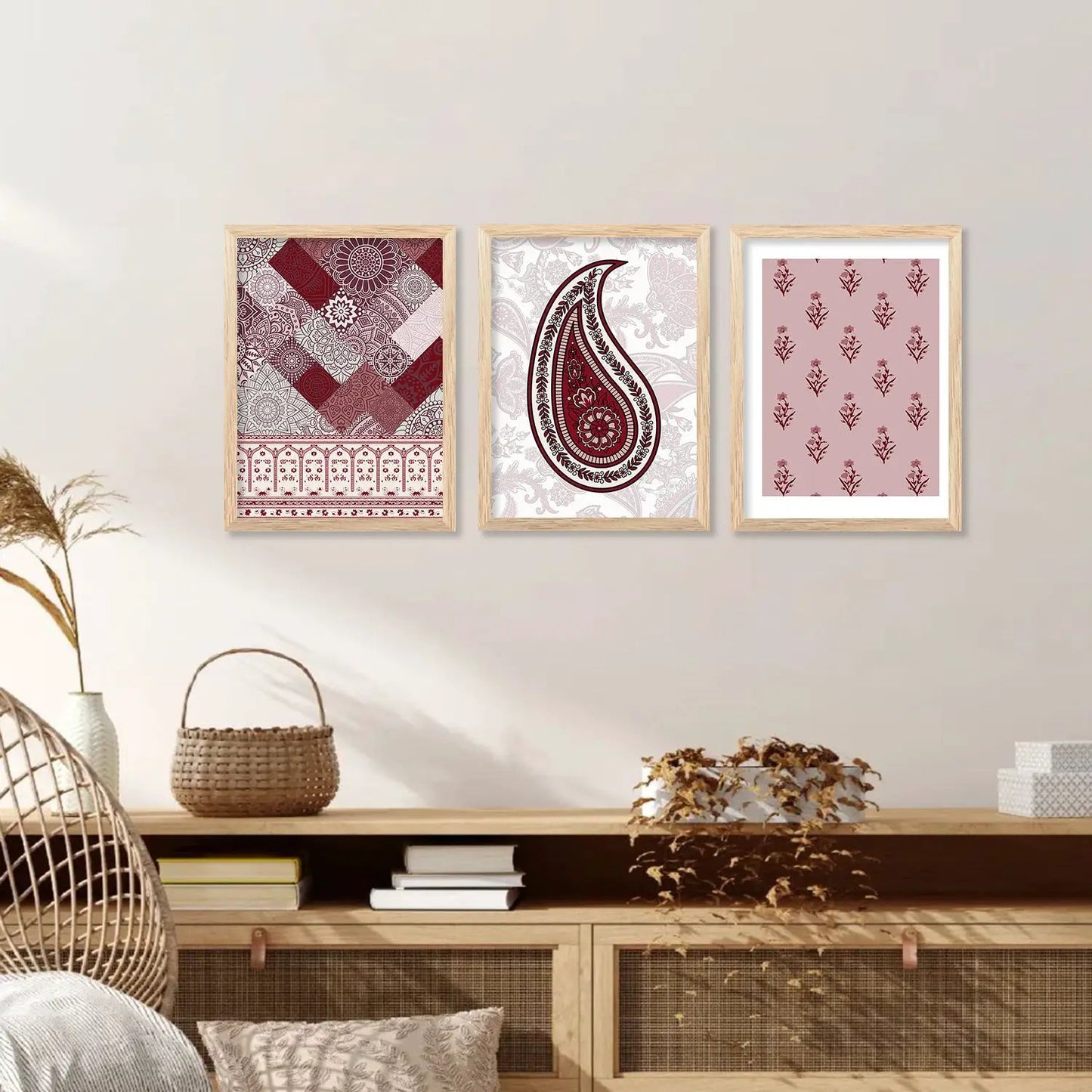 Traditional Indian Prints with Frame for Home Living Room Bedroom and Office Wall Decor Set of 6