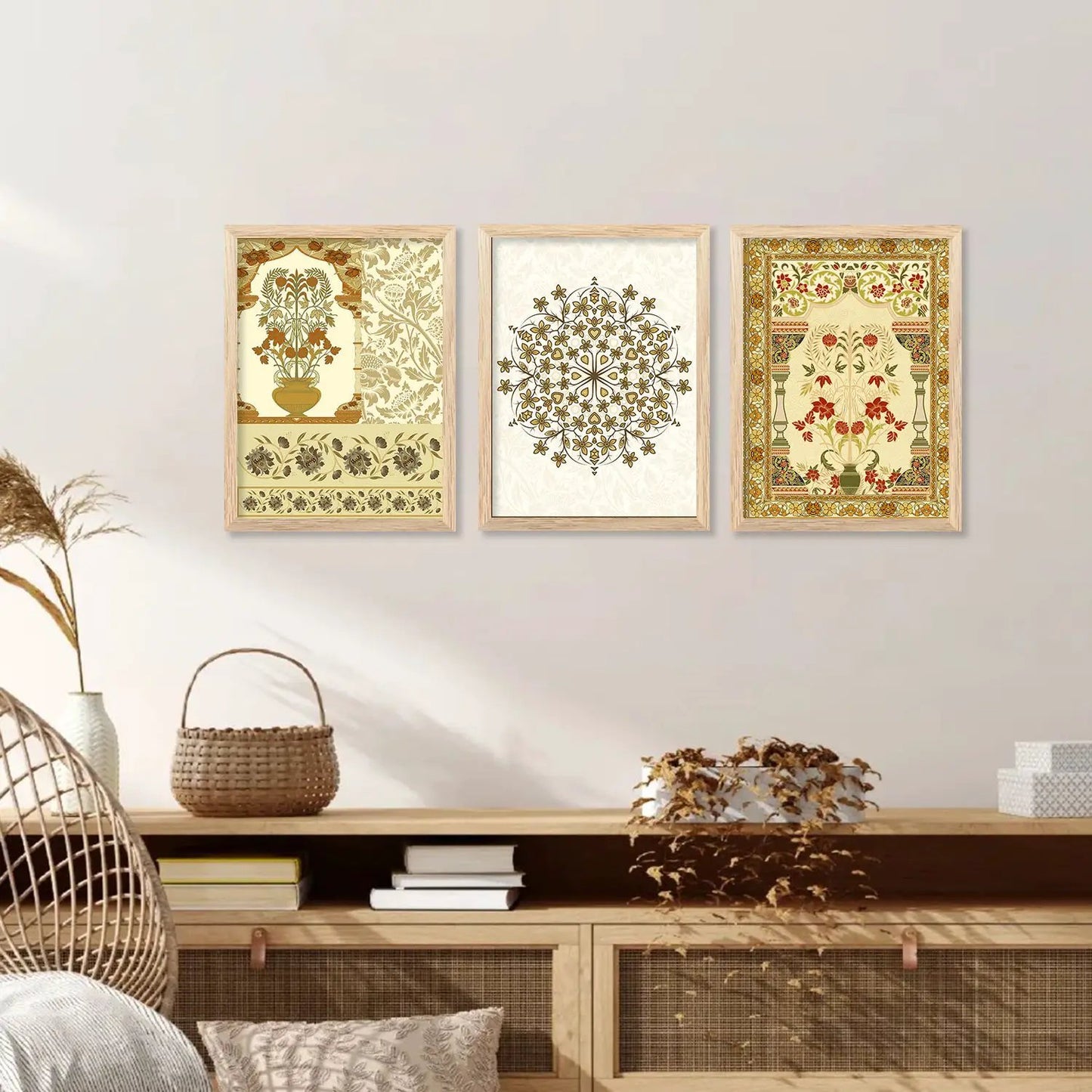 Traditional Indian Prints with Frame for Home Living Room Bedroom and Office Wall Decor Set of 6