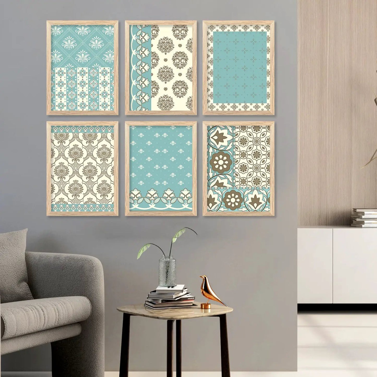 Traditional Indian Madhubani Prints with Frame for Home Living Room Bedroom and Office Wall Decor Set of 6