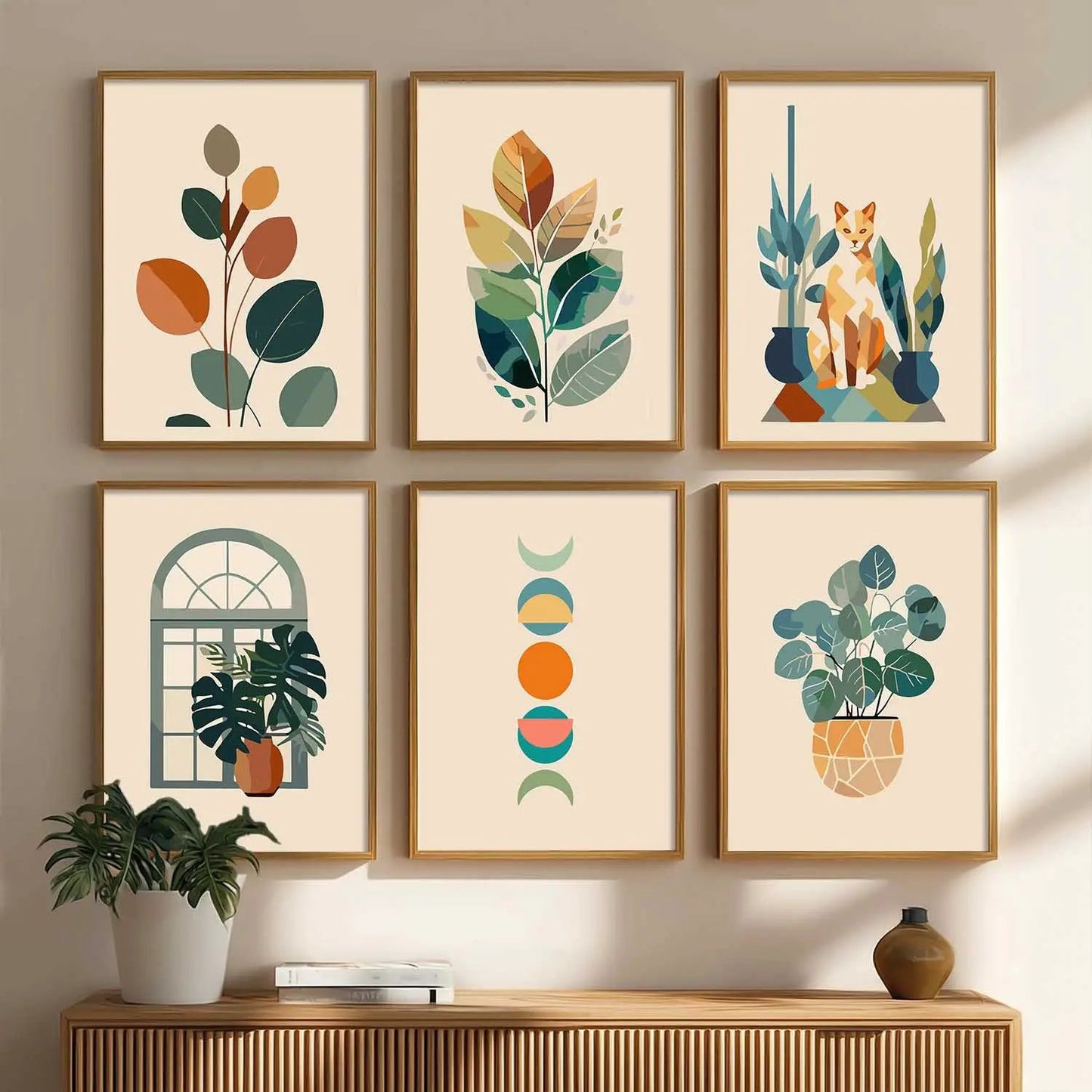 Boho Framed Wall Art Prints | Set of 6 | Home Decor