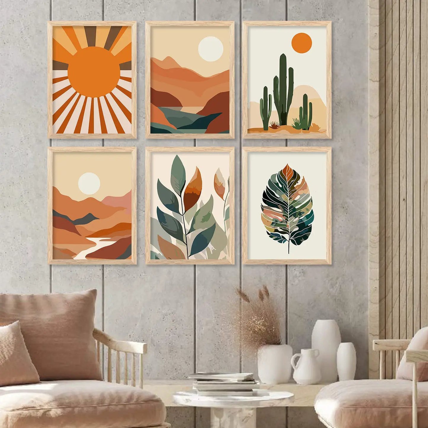 Boho Framed Wall Art Prints | Set of 6 | Home Decor