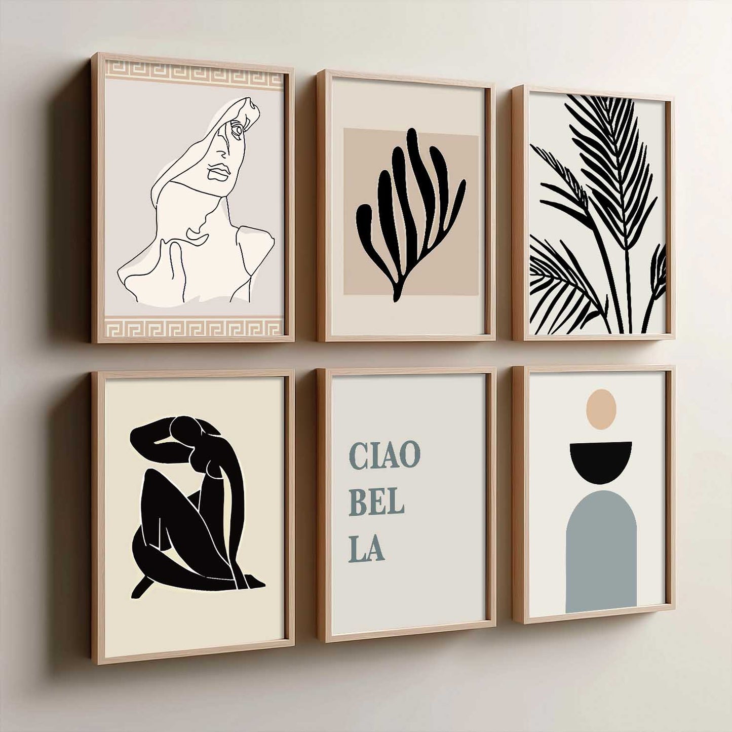 Minimal Art Prints with Frame for Living Room Bedroom Home Wall Decor Set of 6