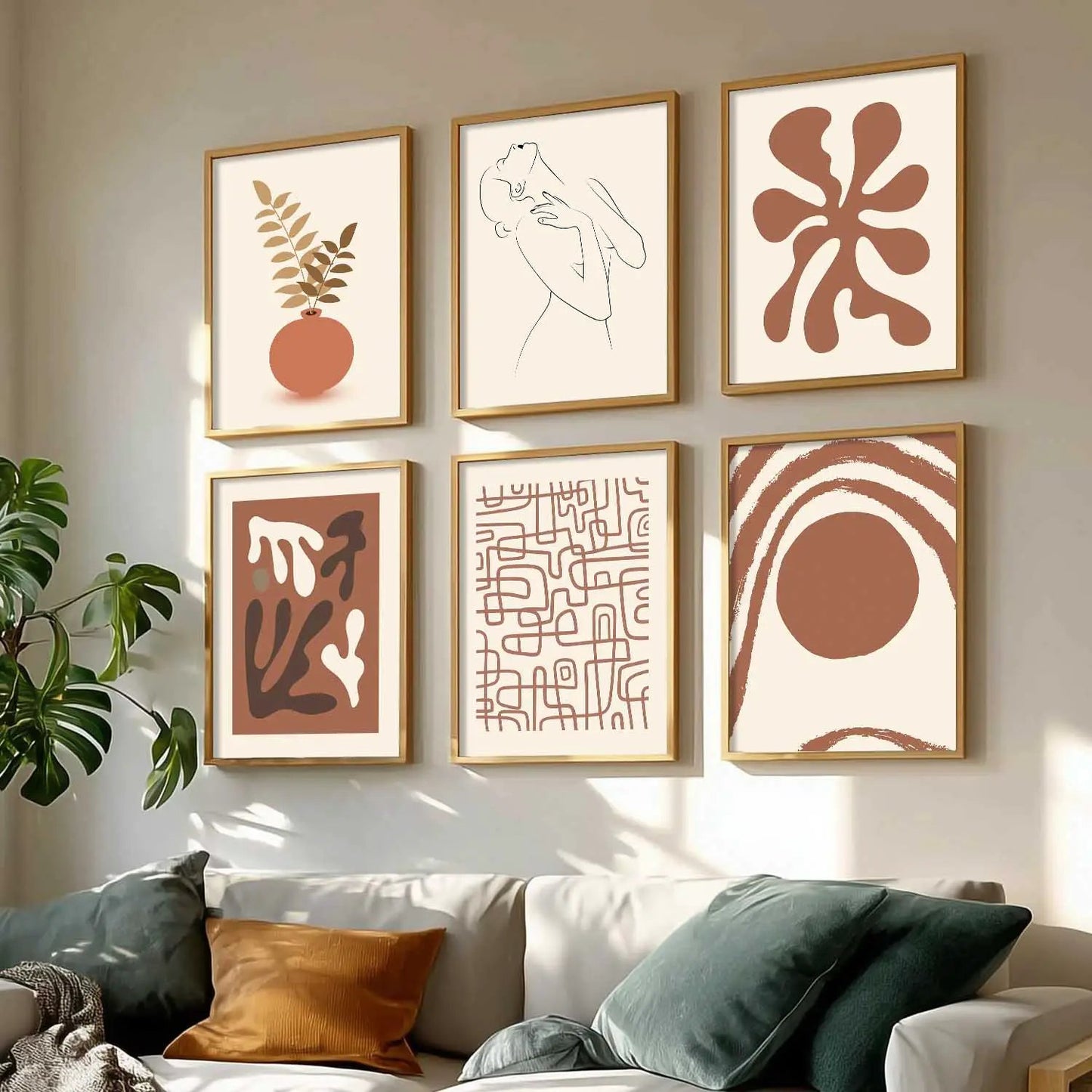 Boho Framed Wall Art Prints | Set of 6 | Home Decor