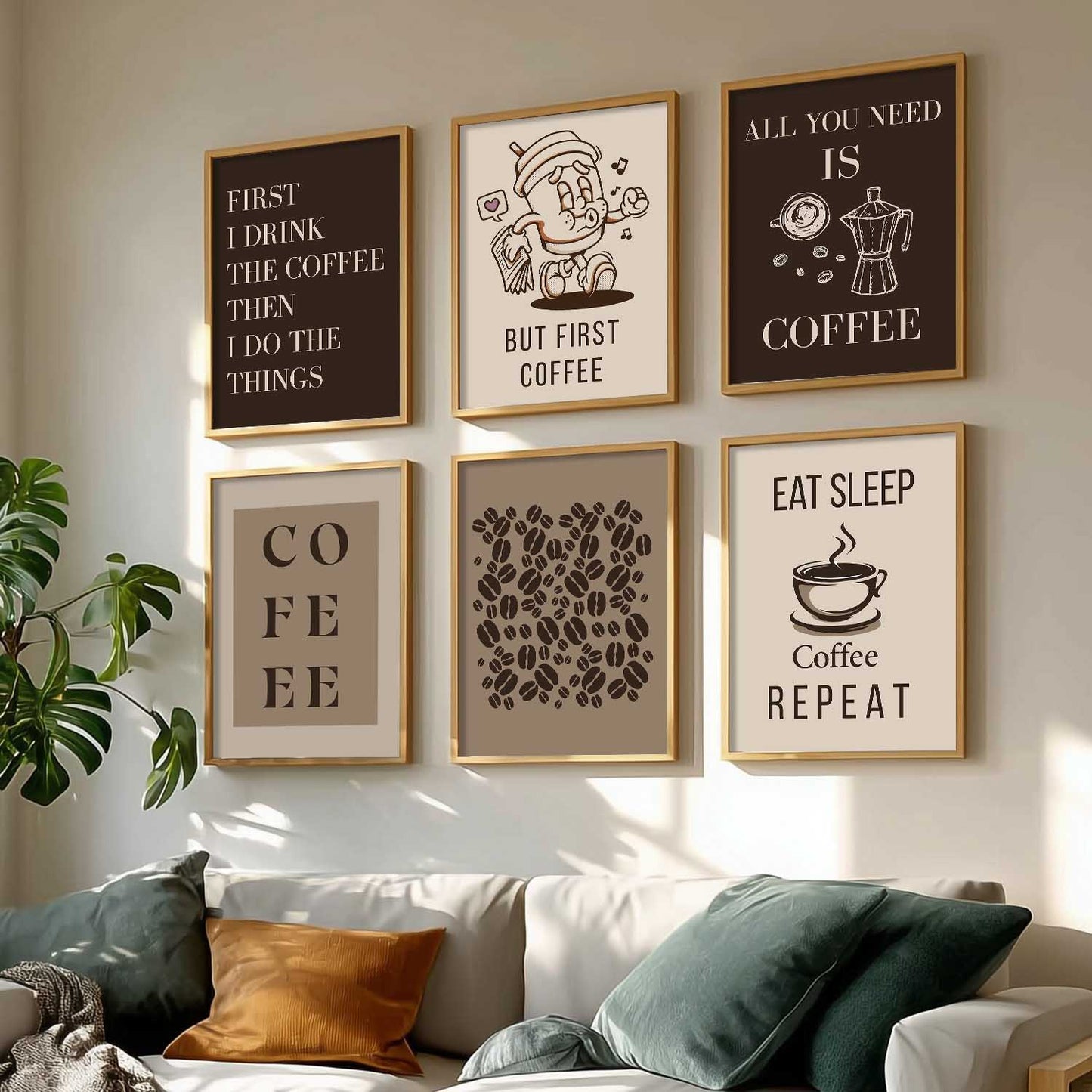 Kitchen Theme Framed Posters for Restaurant Kitchen Dinning Room Cafe Wall Decor Set of 6