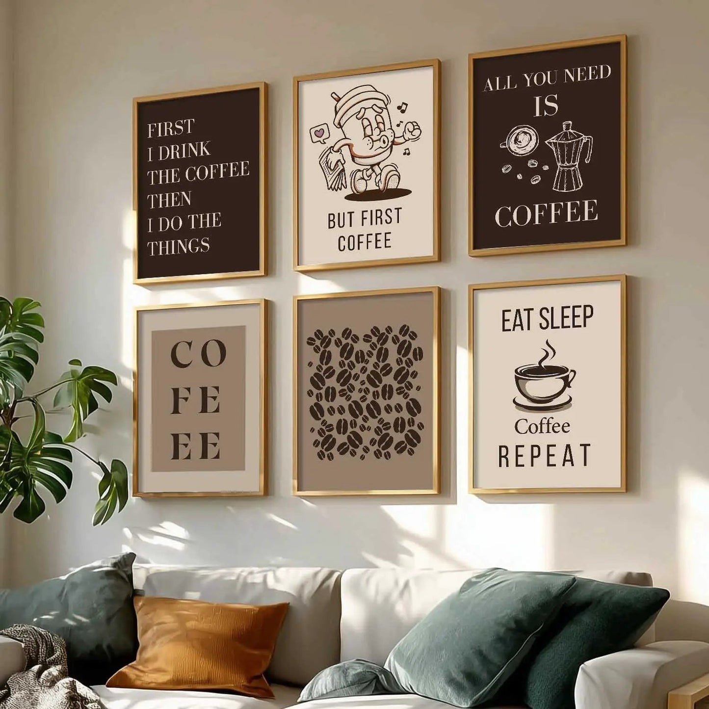 Kitchen Theme Framed Posters for Restaurant Kitchen Dinning Room Cafe Wall Decor Set of 6