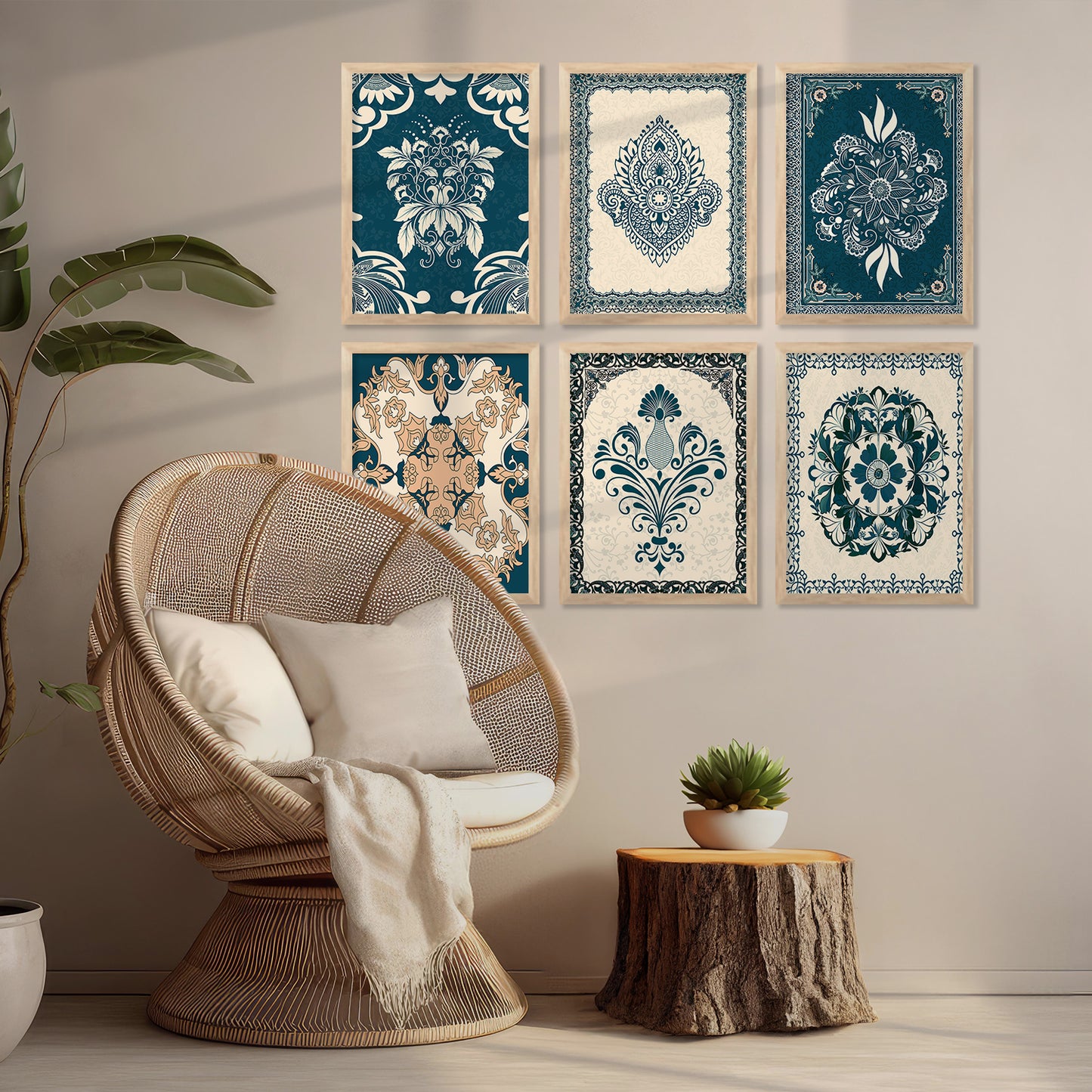 Traditional Indian Madhubani Art Prints with Frame for Wall Decor