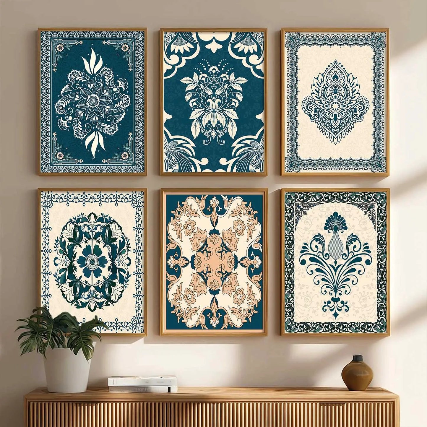 Traditional Indian Madhubani Art Prints with Frame for Wall Decor