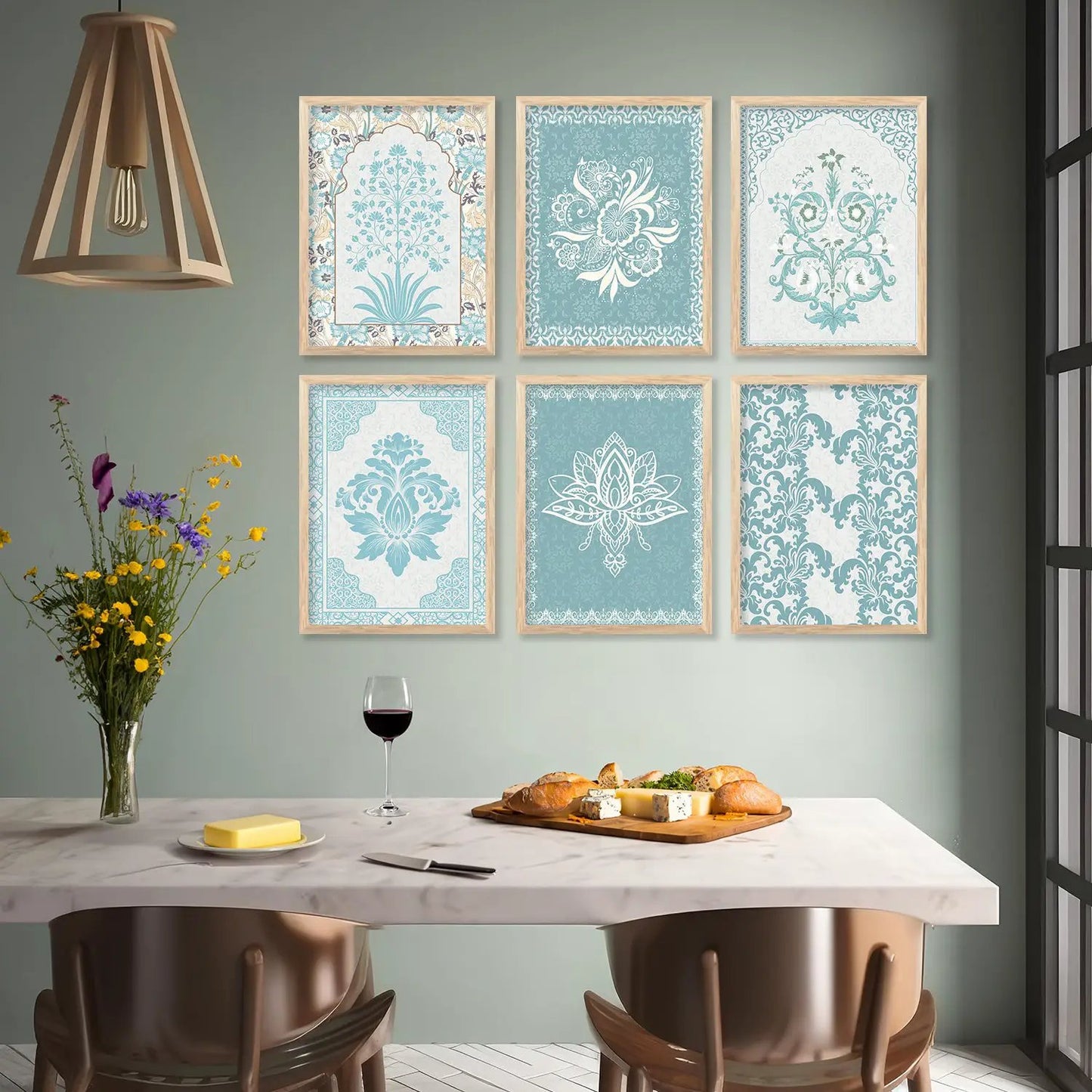 Traditional Indian Madhubani Art Prints with Frame for Wall Decor