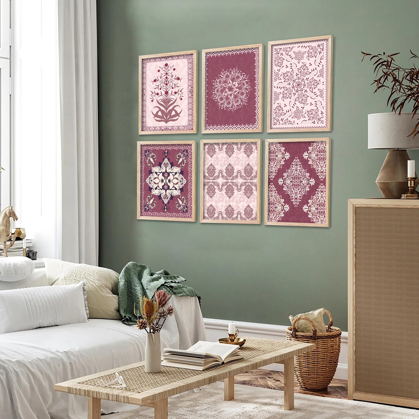 Traditional Indian Madhubani Art Prints with Frame for Wall Decor