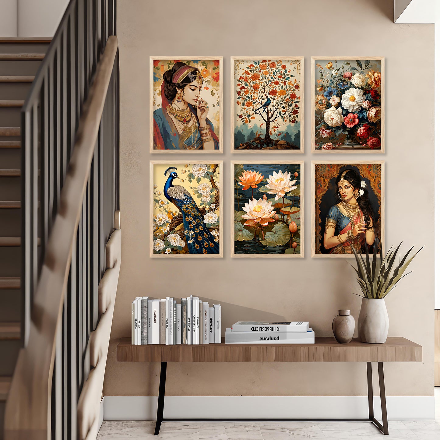 Madhubani Wall Art Prints with Frame for Wall Decor