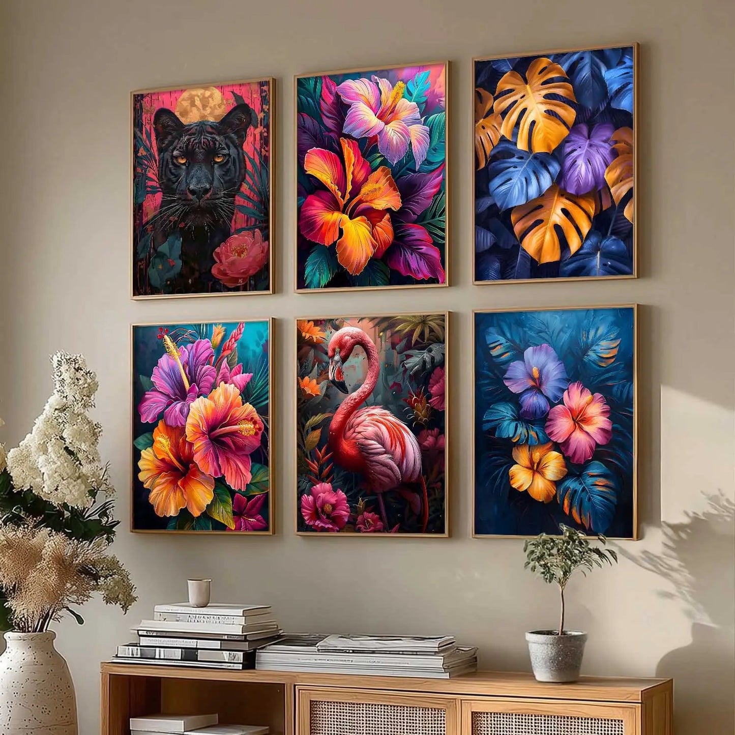 Floral Wall Art Prints with Frame for Wall Decor