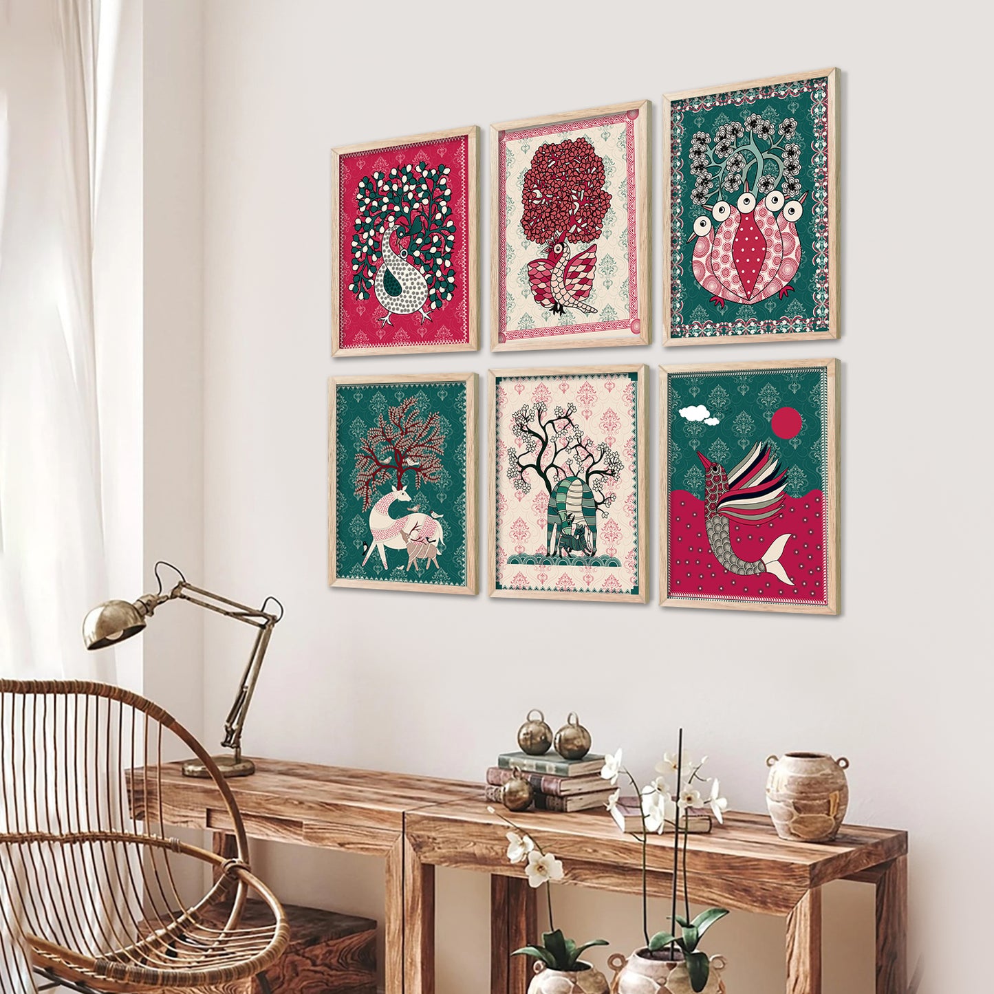 Gond Wall Art Prints with Frame for Wall Decor