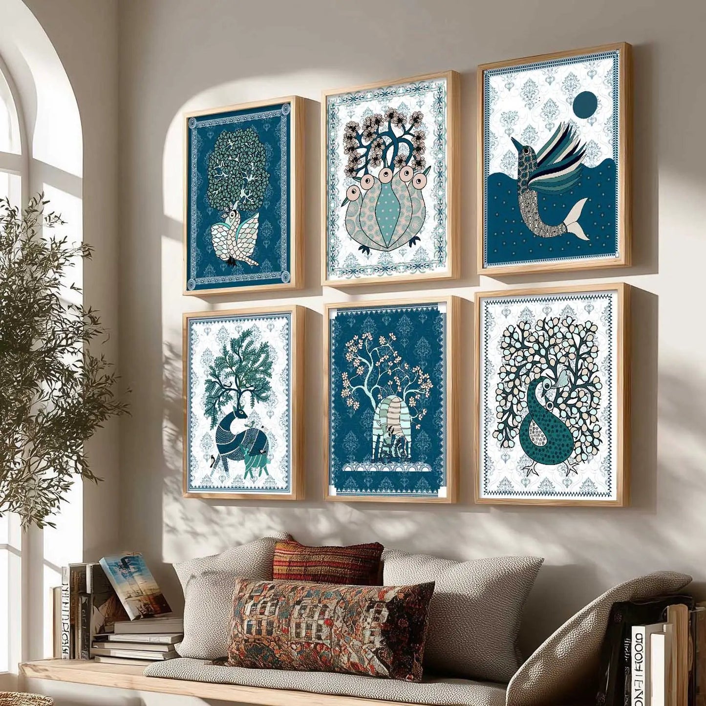 Gond Wall Art Prints with Frame for Wall Decor