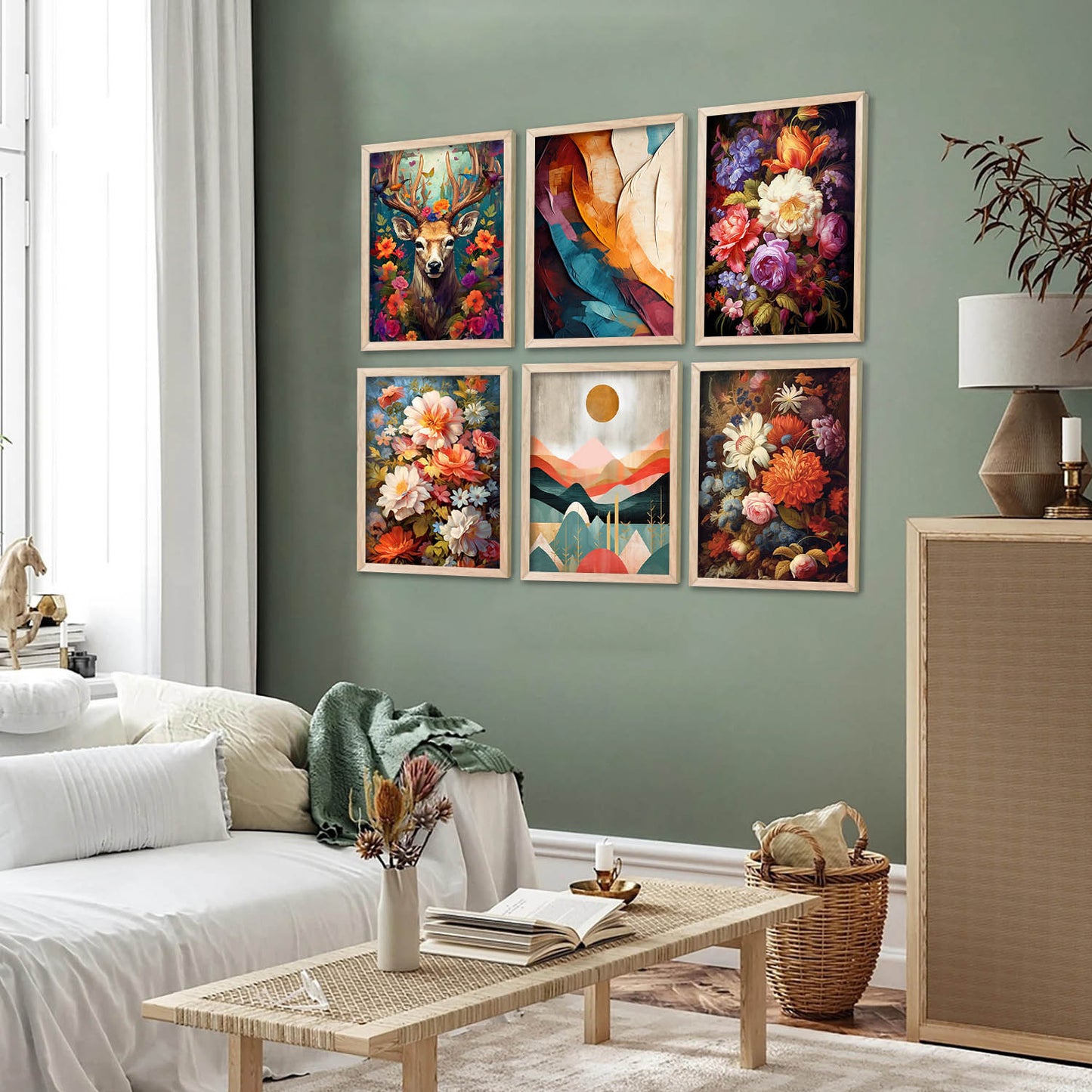 Floral Modern Wall Art Prints with Frame for Wall Decor