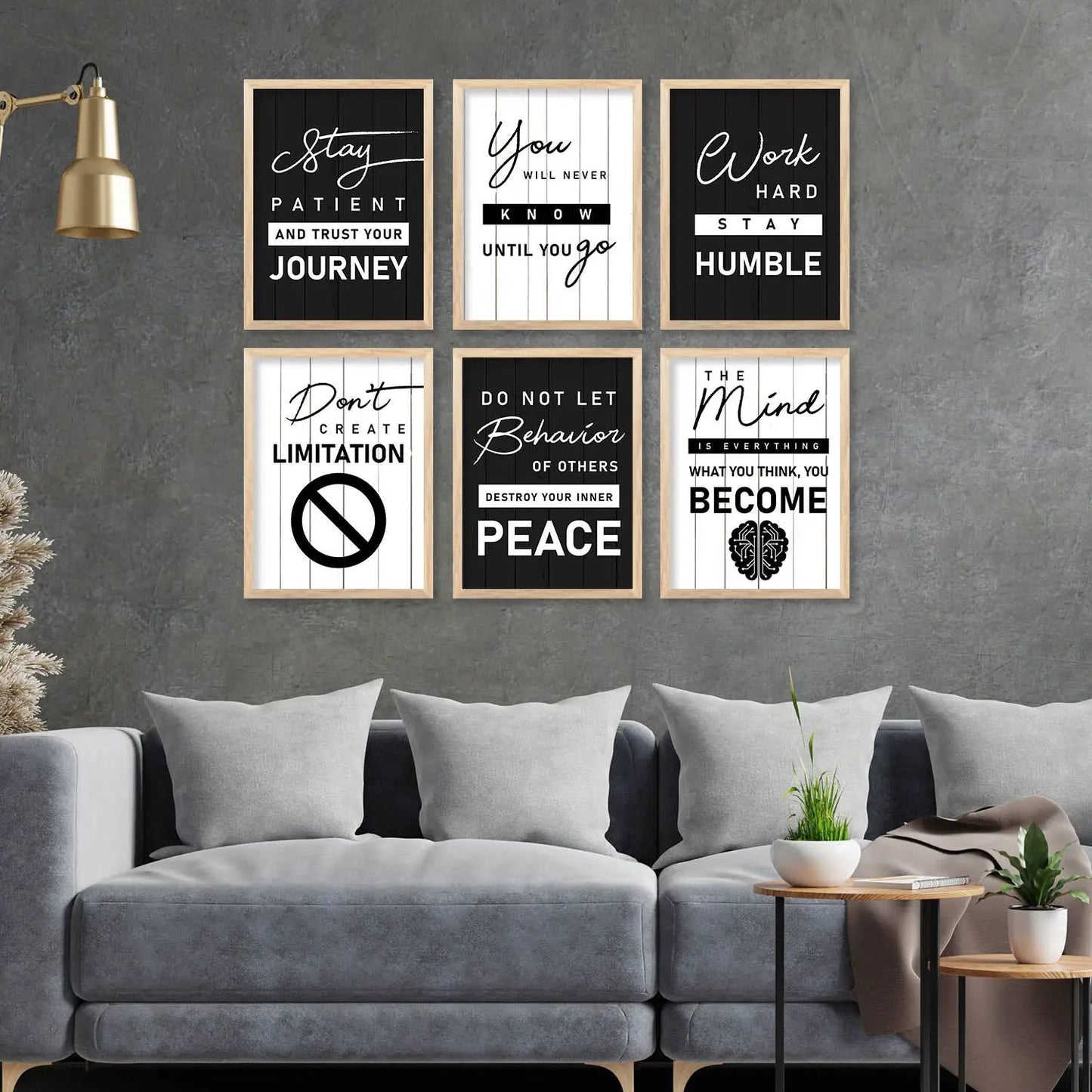 Motivational Quotes Framed Posters for Home Living Room Bedroom and Office Wall Decor Set of 6