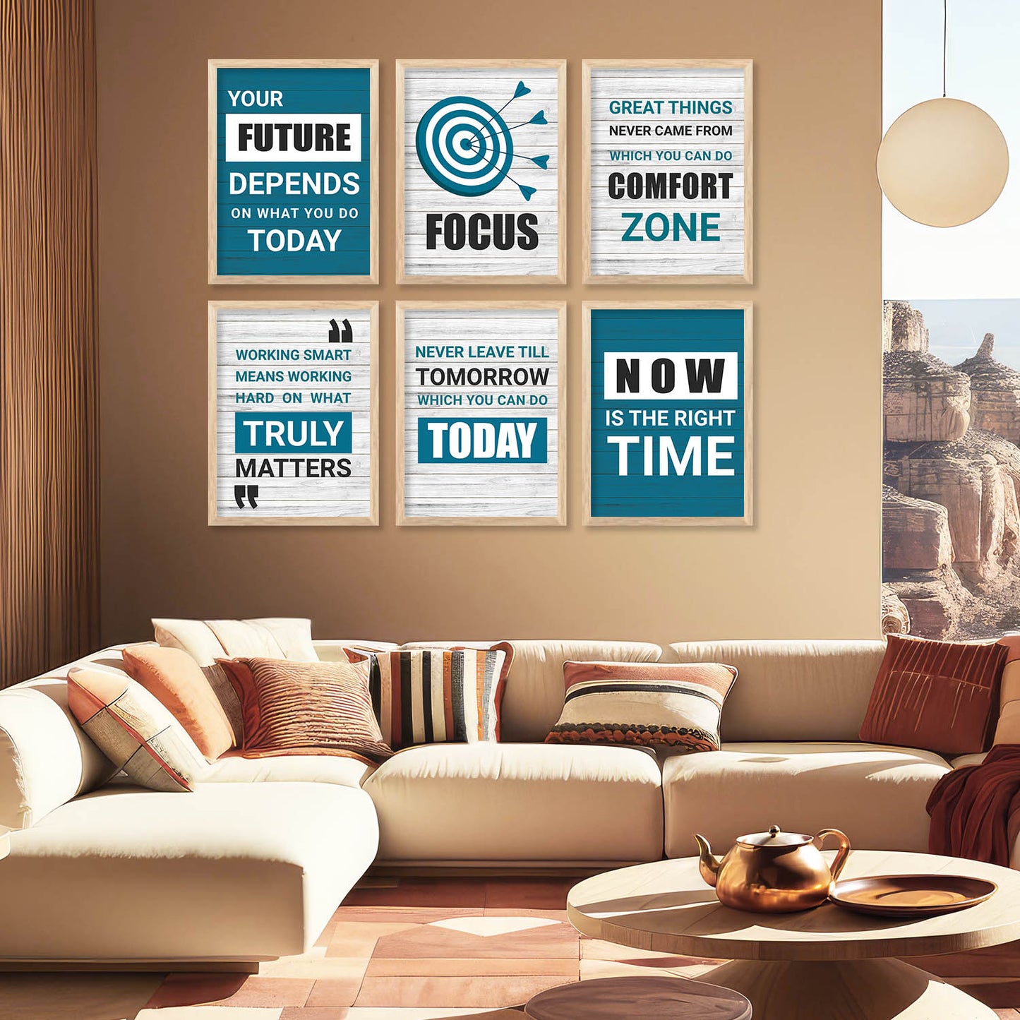 Motivational Quotes Framed Posters for Home Living Room Bedroom and Office Wall Decor Set of 6