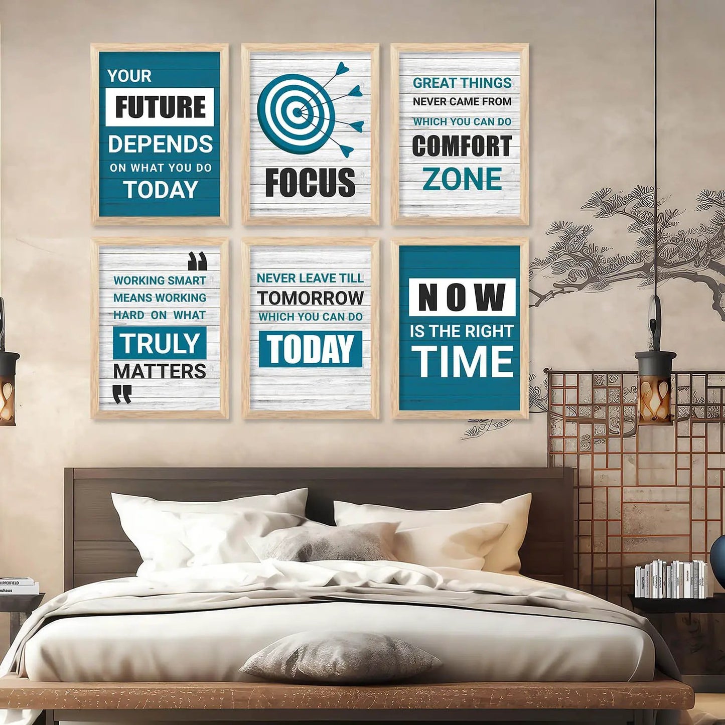 Motivational Quotes Framed Posters for Home Living Room Bedroom and Office Wall Decor Set of 6