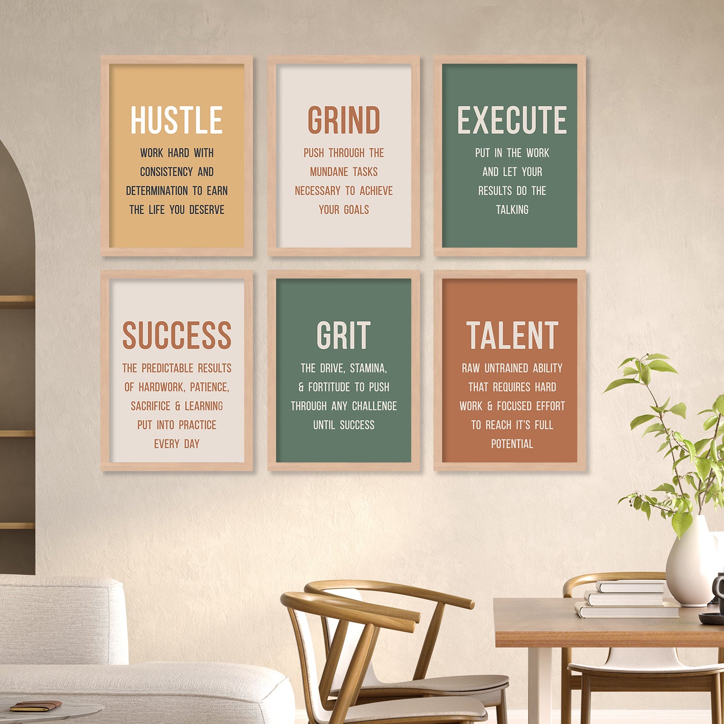 Motivational Quotes Framed Posters for Home Living Room Bedroom and Office Wall Decor Set of 6