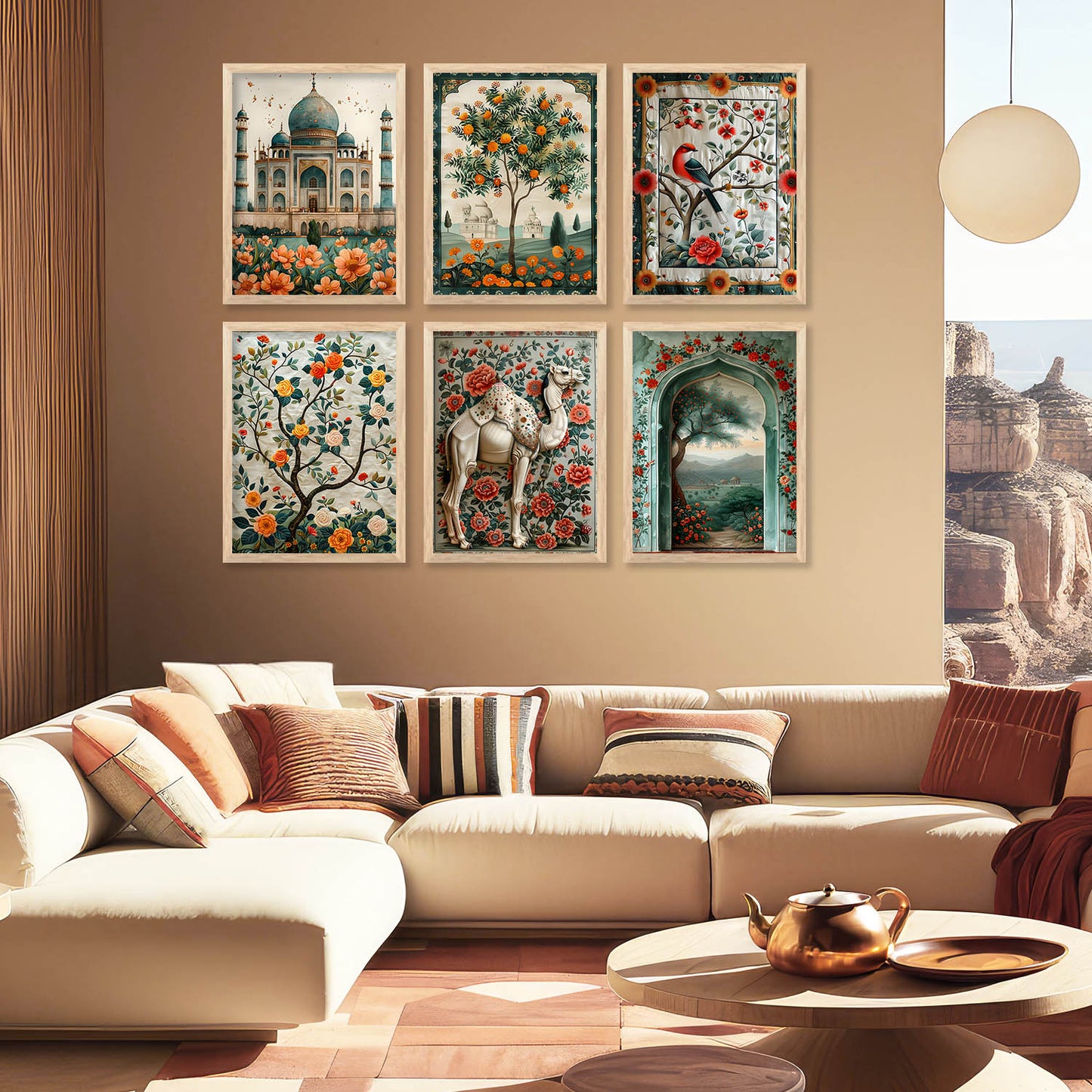 Traditional Indian Inspired Madhubani Art Prints with Frame for Living Room Bedroom Home and Office Wall DΓ©cor Set of 6