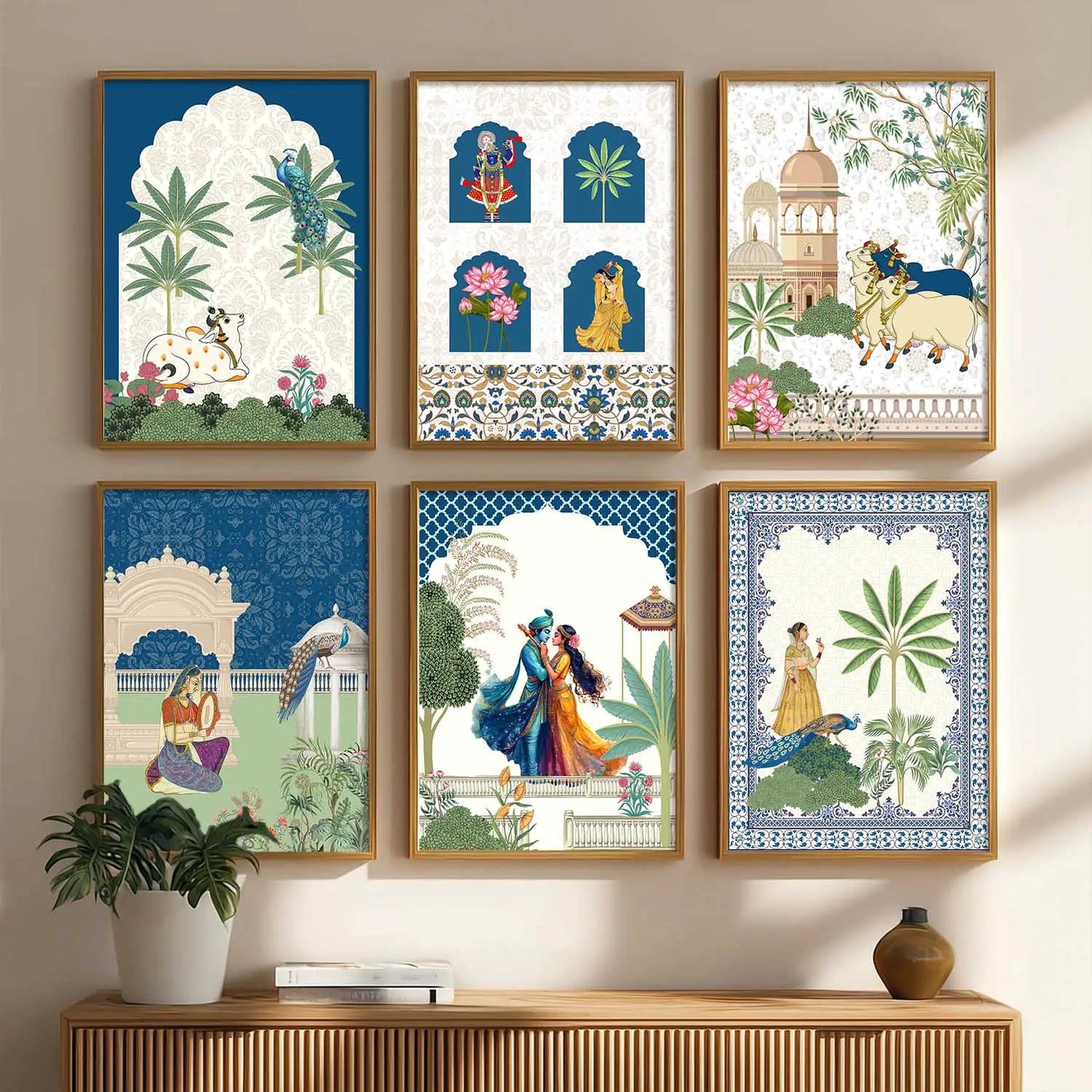 Madhubani Wall Art Prints with Frame for Wall Decor