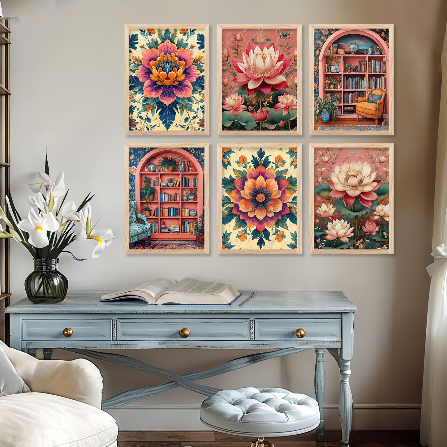 Floral Wall Art Paintings with Frame for Wall Decor