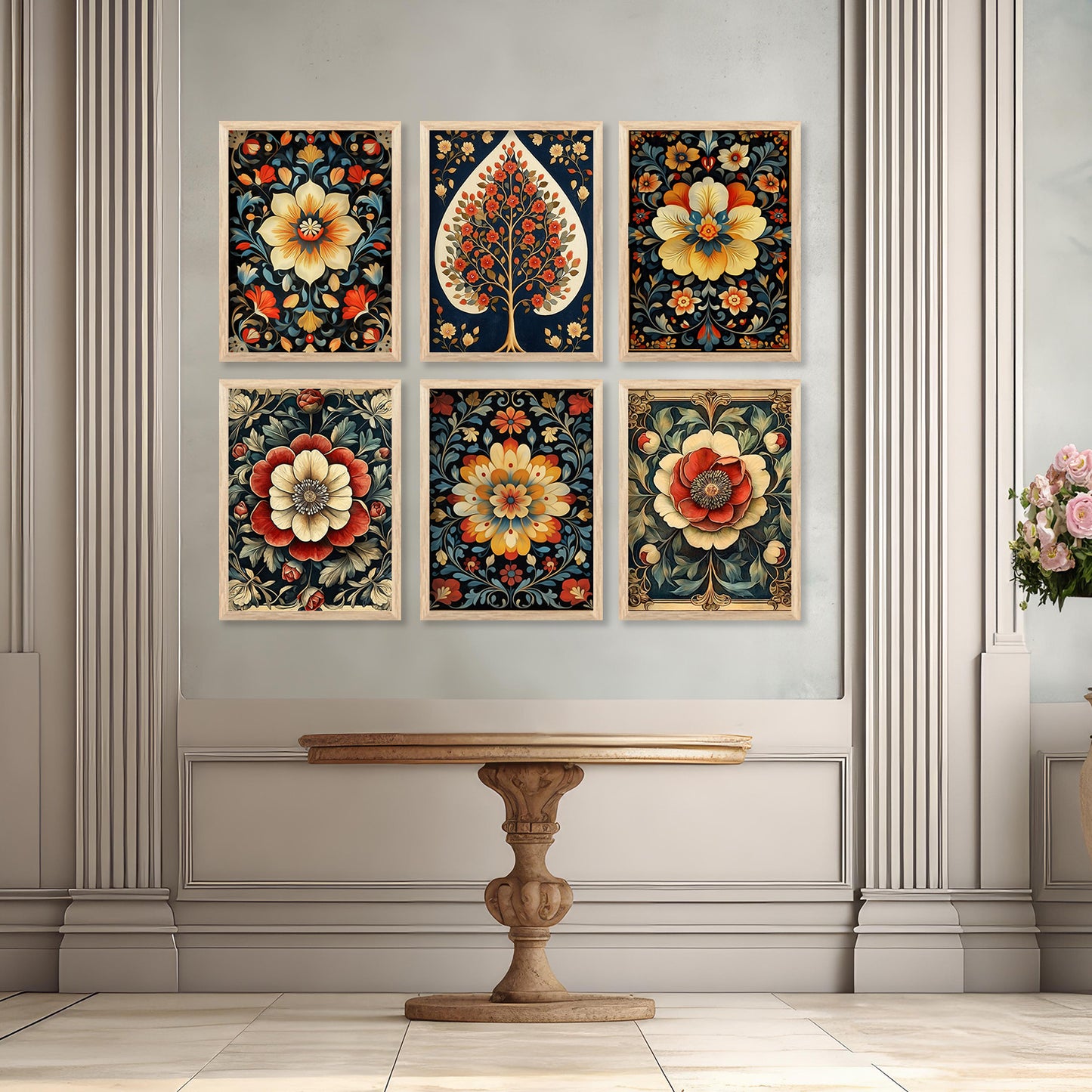 Floral Wall Art Paintings with Frame for Wall Decor