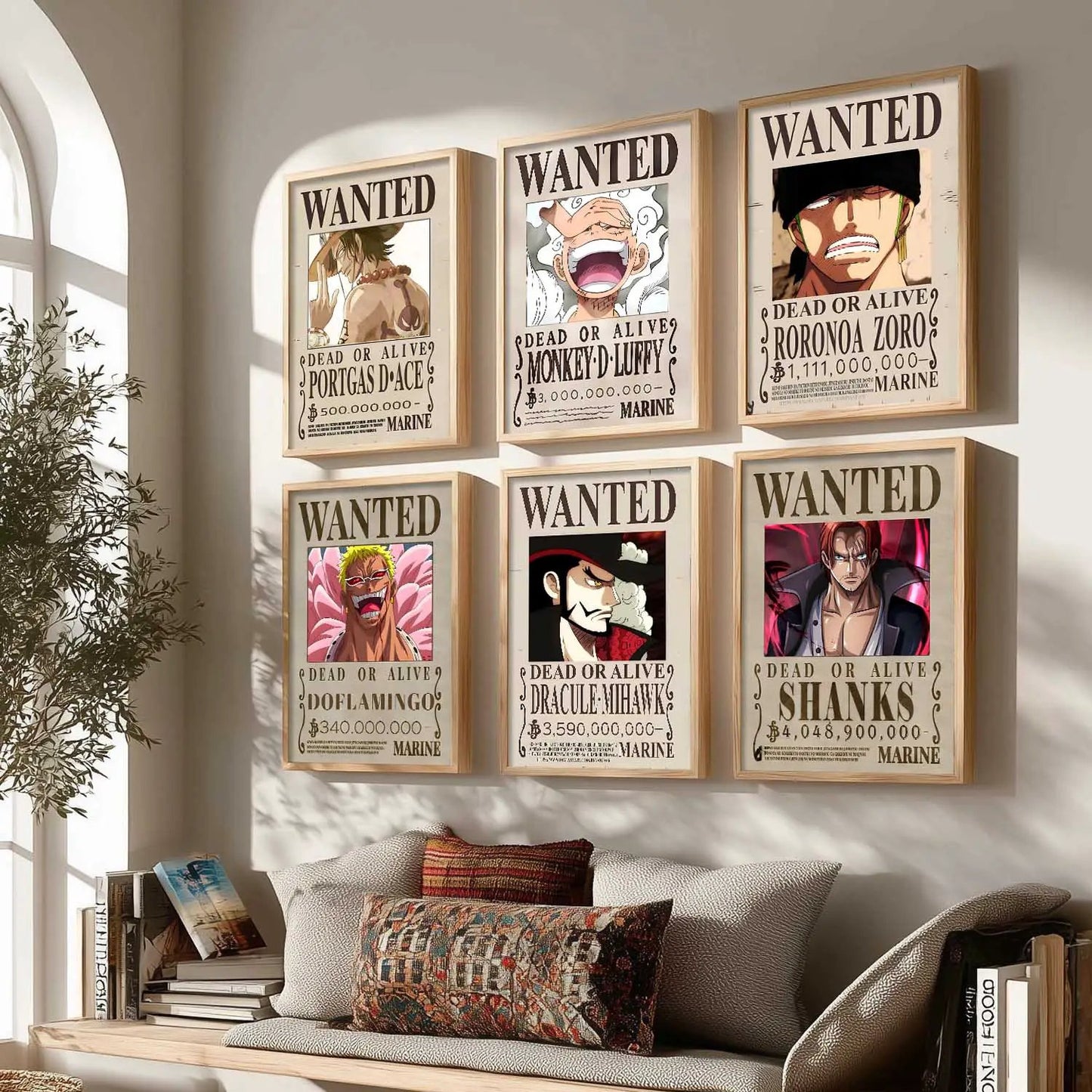 Japanese Anime Characters Aesthetic Wall Art Paintings with Frame for Living Room Bedroom