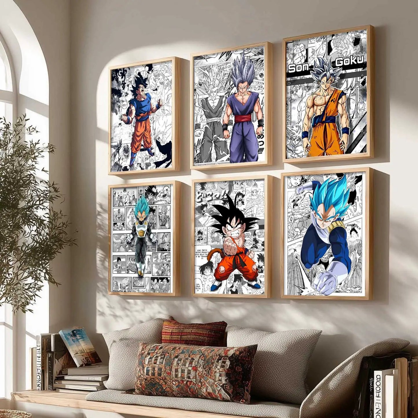 Japanese Anime Characters Aesthetic Wall Art Paintings with Frame for Living Room Bedroom