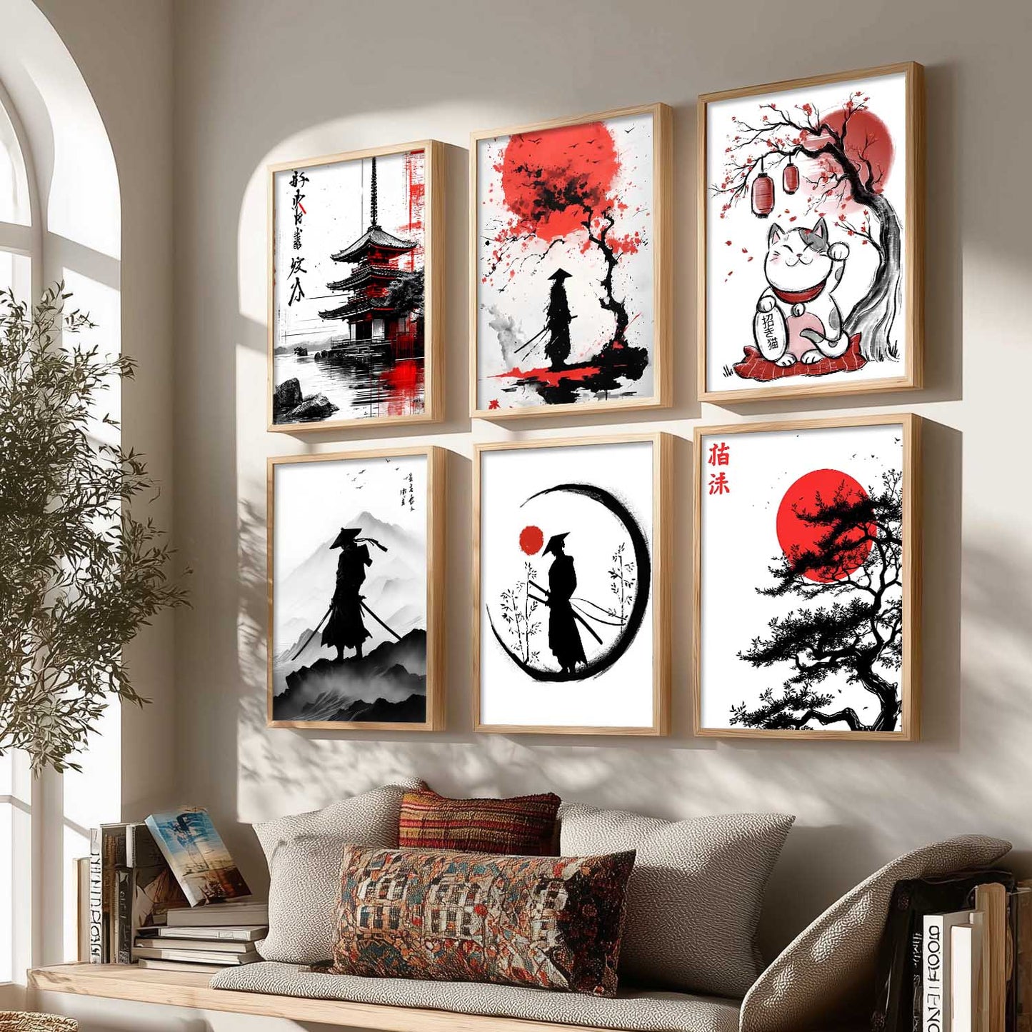 Japanese Anime Characters Big Aesthetic Wall Art Paintings with Frame for Living Room Bedroom
