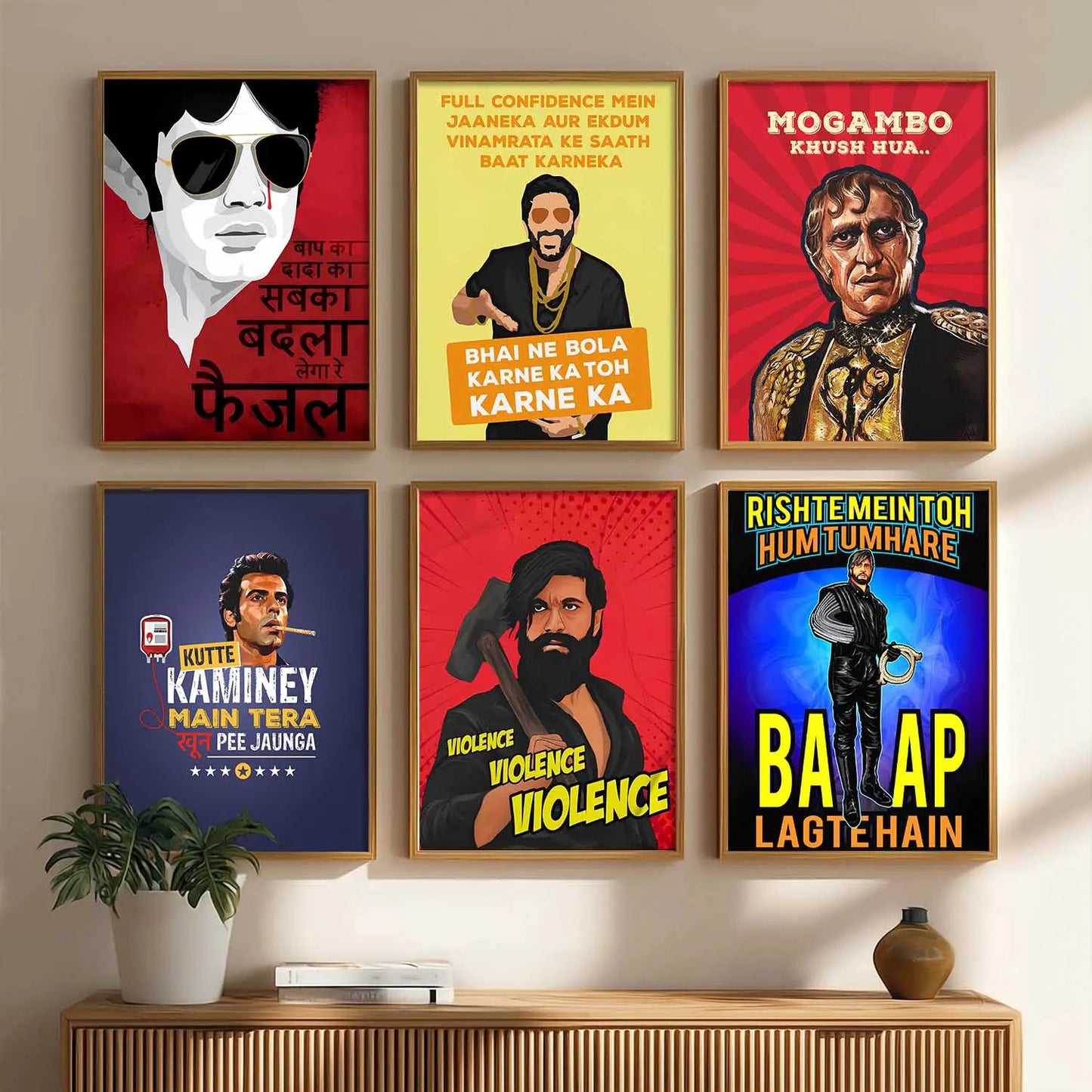 Bollywood Iconic Movies Wall Art Paintings with Frame for Living Room Bedroom