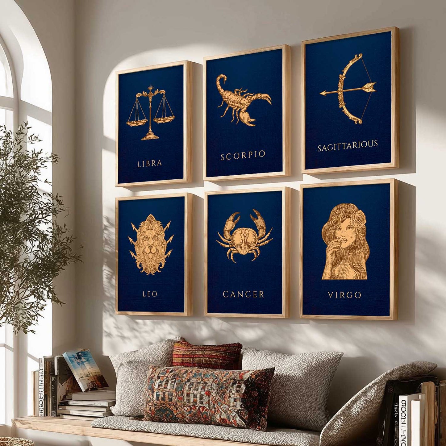 LIBRA SAGITTARIOUS LEO CANCER VIRGO SCORPIO Astrological Signs Wall Art Paintings with Frame for Living Room Bedroom