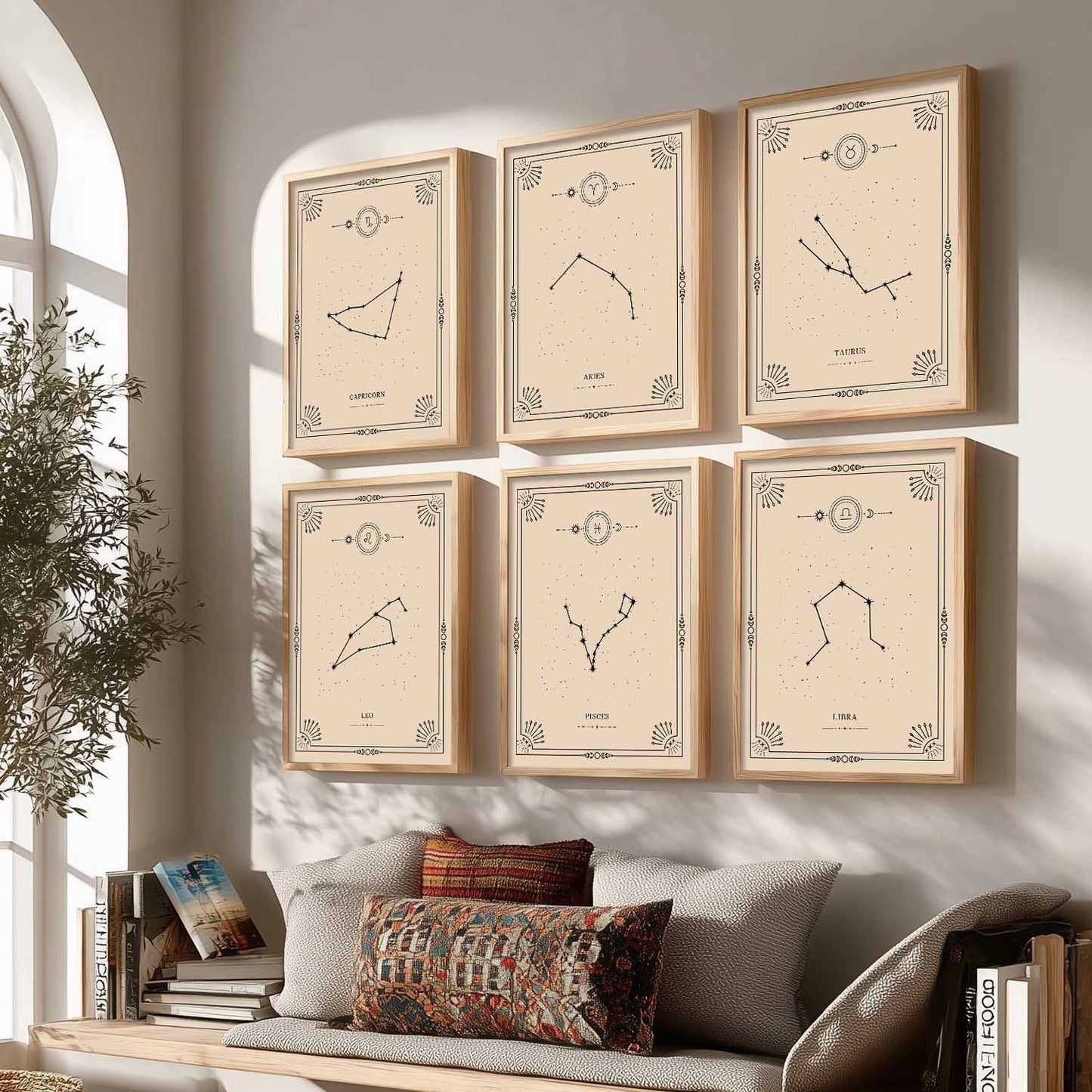 Constellation Combos Astrological Signs Wall Art Paintings with Frame for Living Room Bedroom
