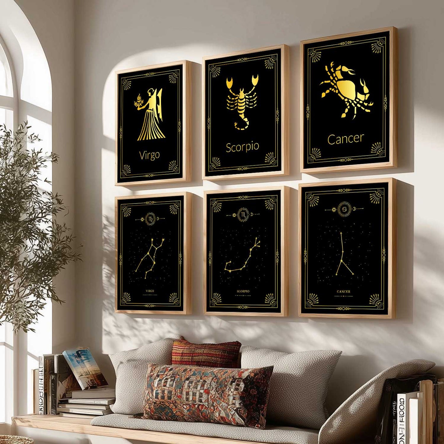 Constellation Combos Astrological Signs Wall Art Paintings with Frame for Living Room Bedroom