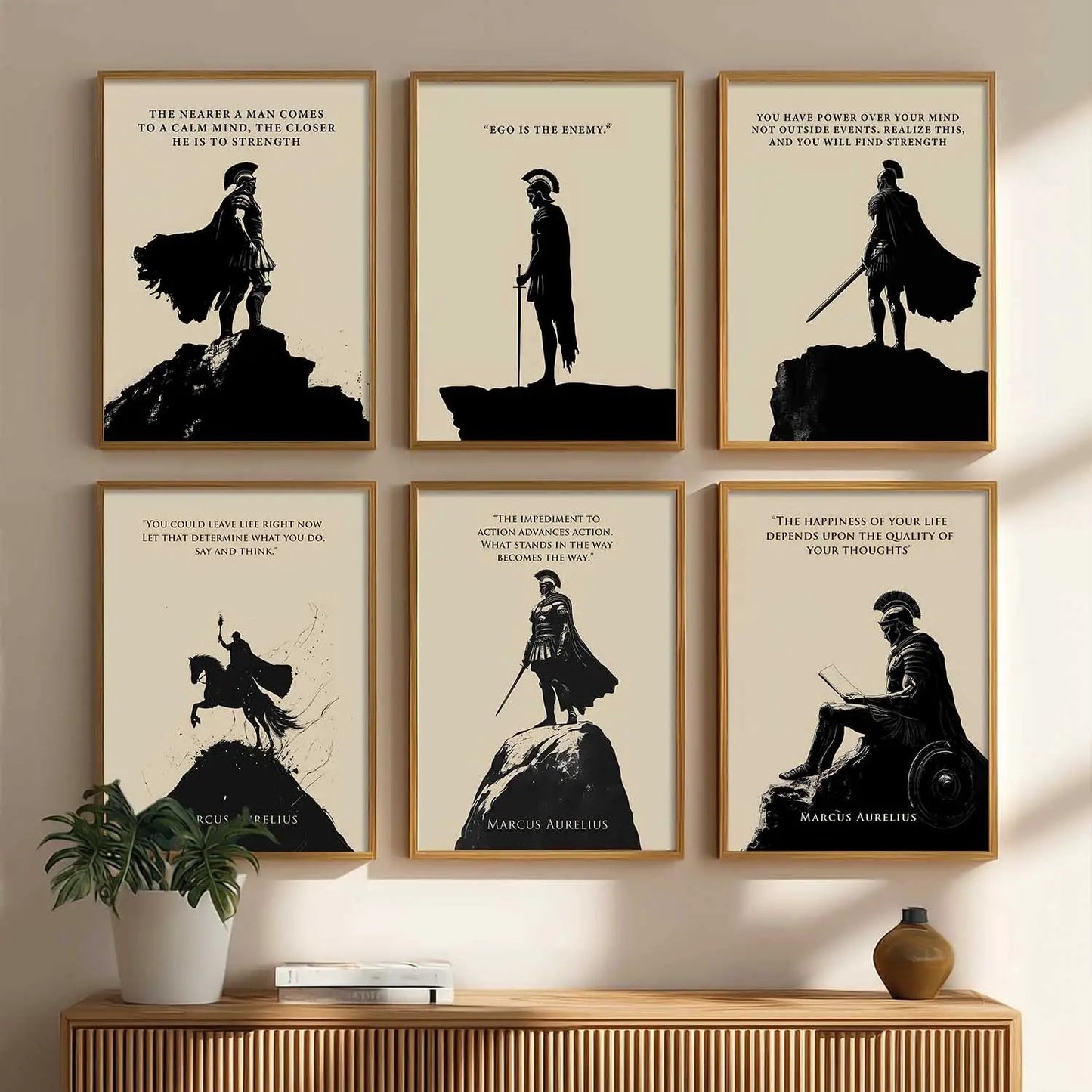 Marcus Aurelius Inspirational Quotes Wall Art Paintings with Frame for Living Room Bedroom