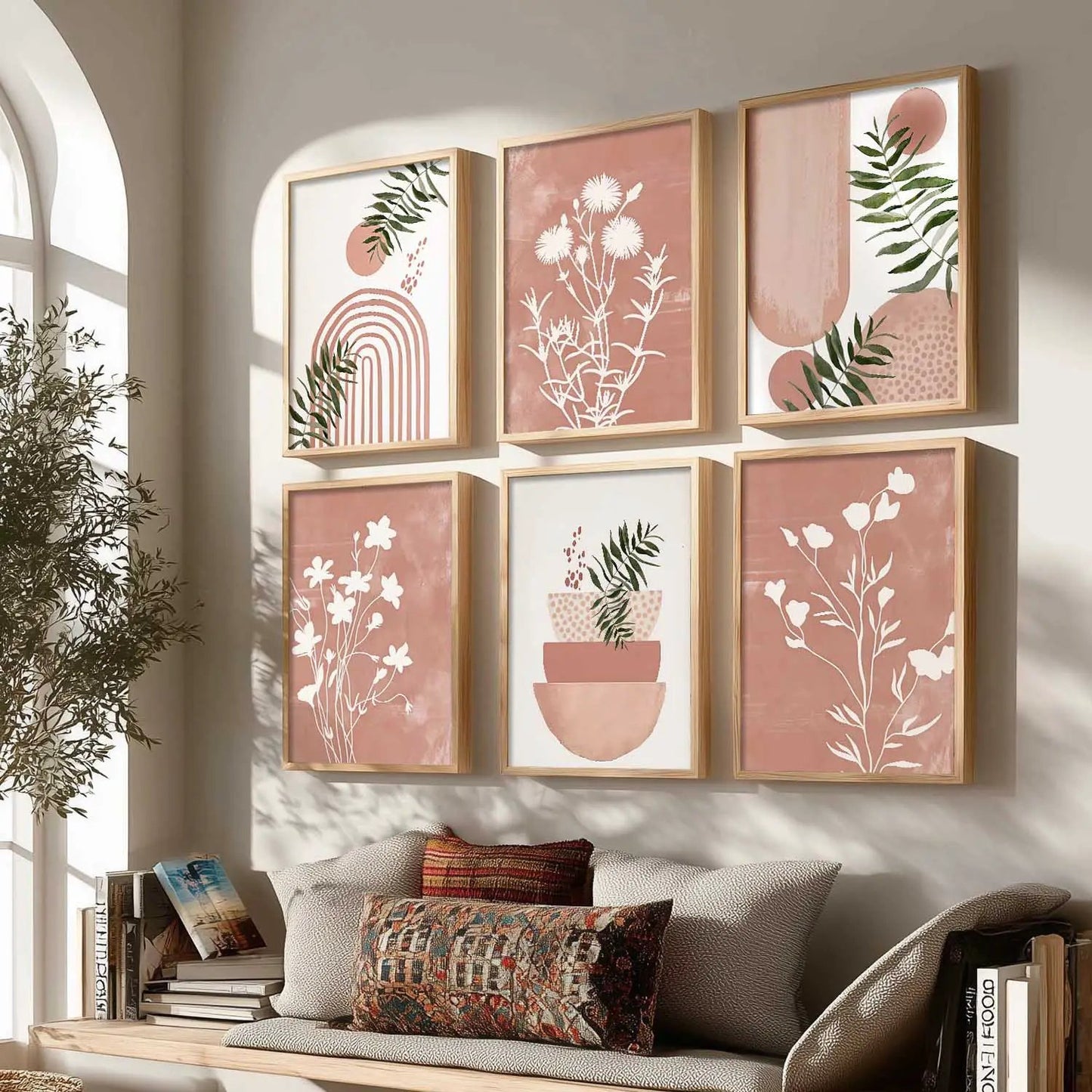 Boho Framed Wall Art Prints | Set of 6 | Home Decor
