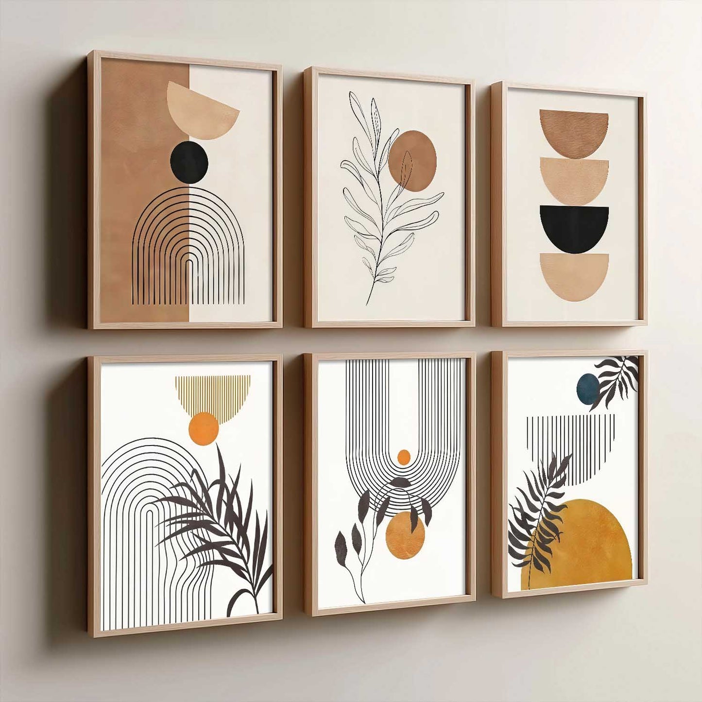 Boho Wall Art Paintings with Frame for Living Room Bedroom