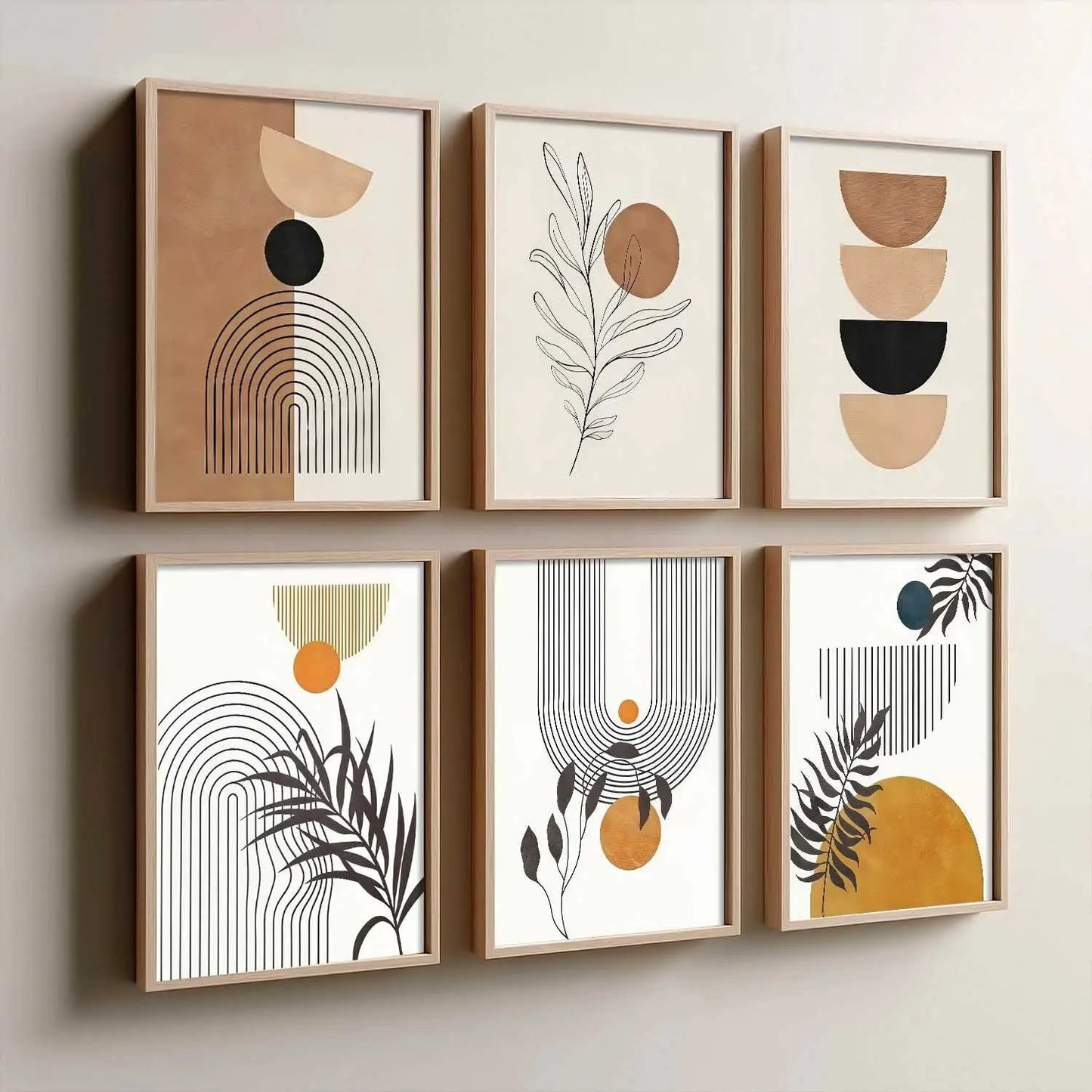 Boho Framed Wall Art Prints | Set of 6 | Home Decor