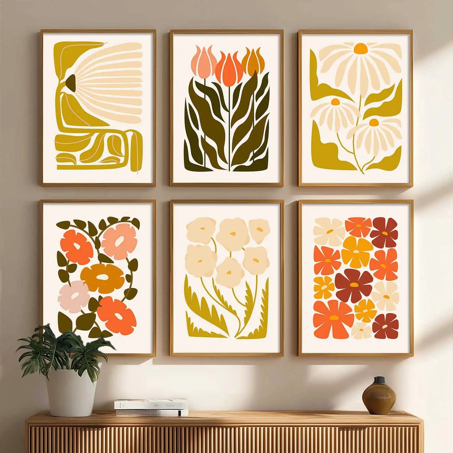 Botanical Framed Wall Art Prints | Set of 6 | Home Decor