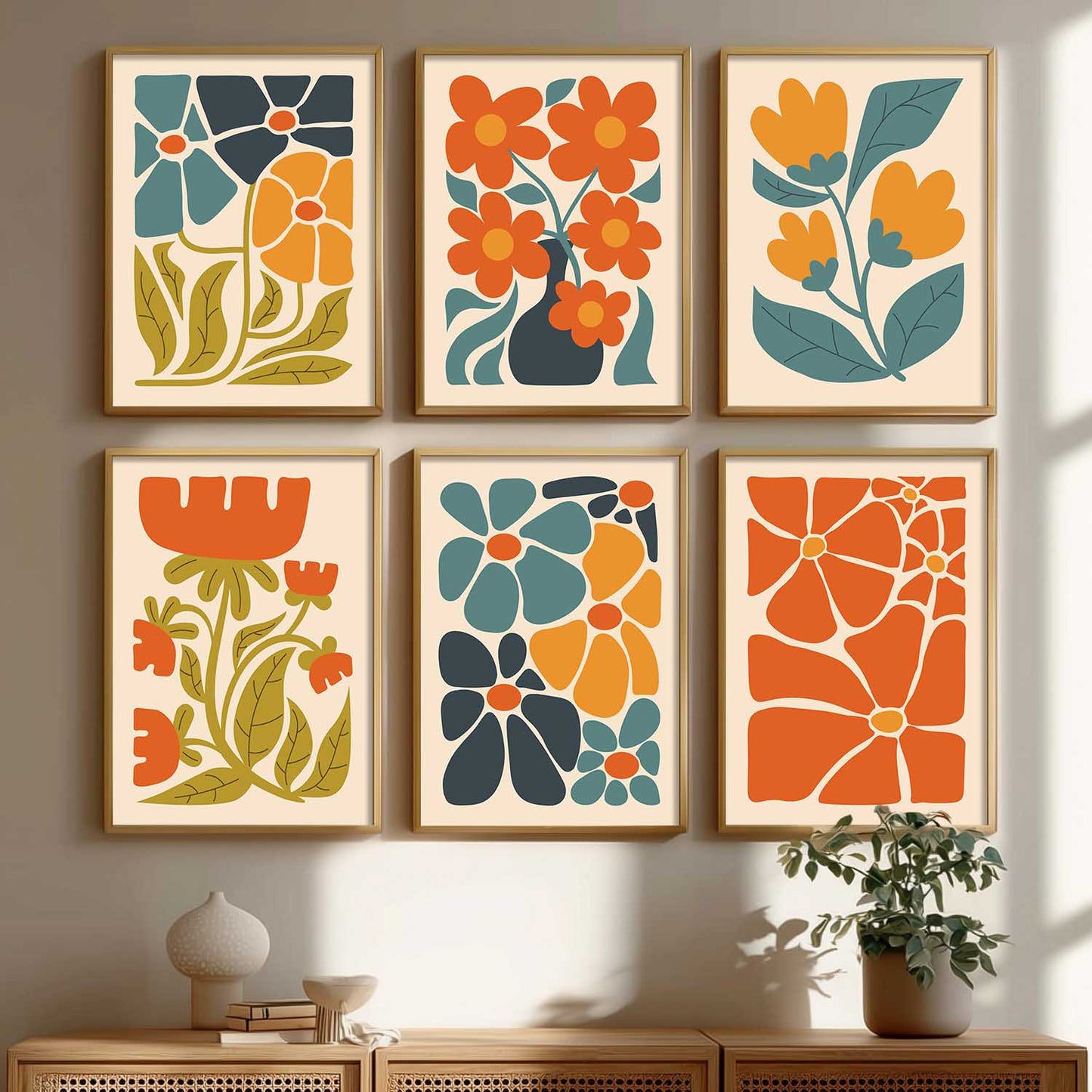 Floral Wall Art Paintings with Frame for Living Room Bedroom