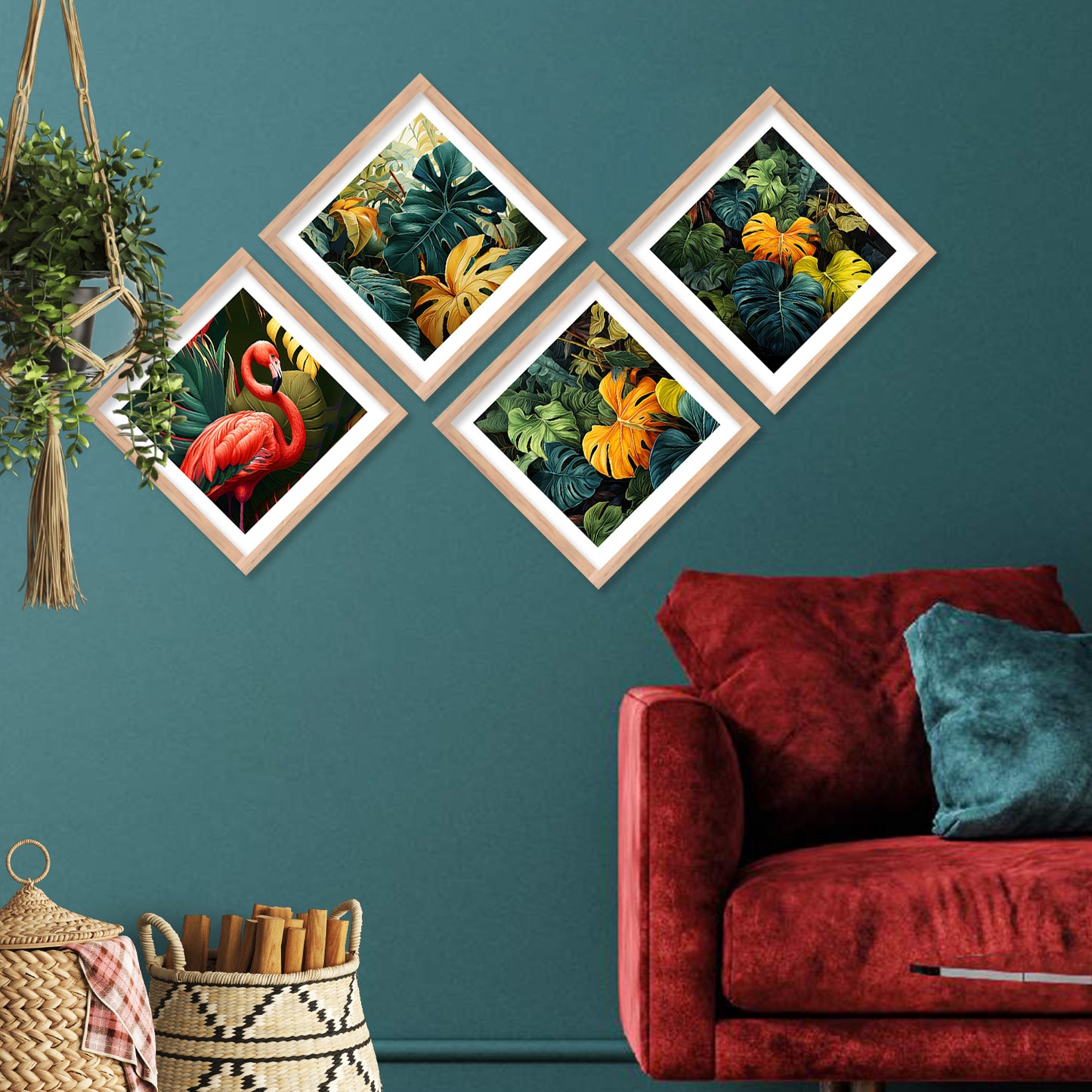 Modern Art Framed Print Combo for Home Living Room Office Wall Decor