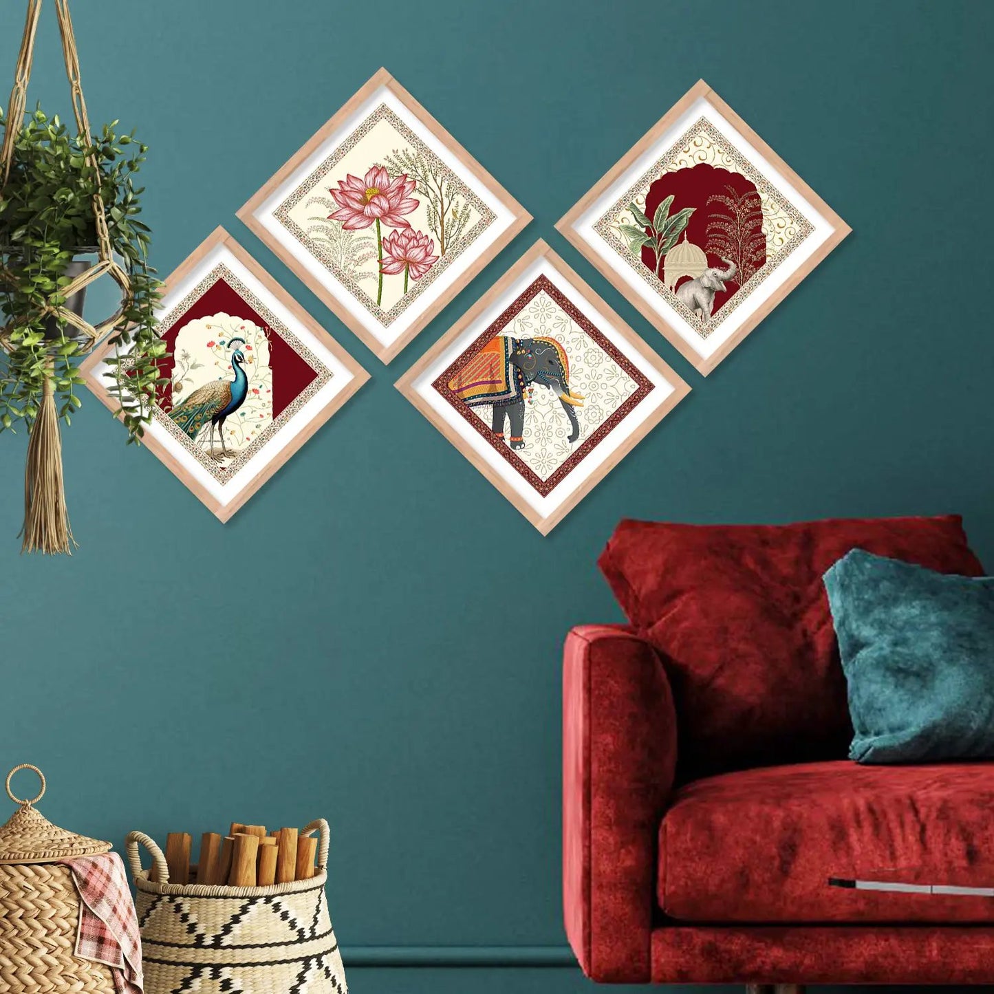 Modern Art Framed Print Combo for Home Living Room Office Wall Decor