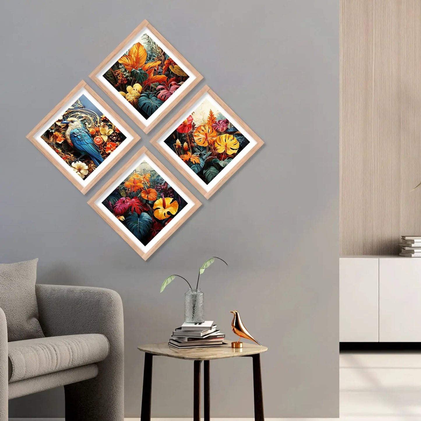 Modern Art Framed Print Combo for Home Living Room Office Wall Decor