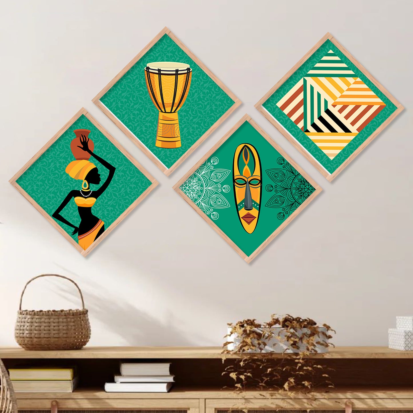 Tribal Woman Art Framed Print Combo for Home Living Room Office Wall Decor
