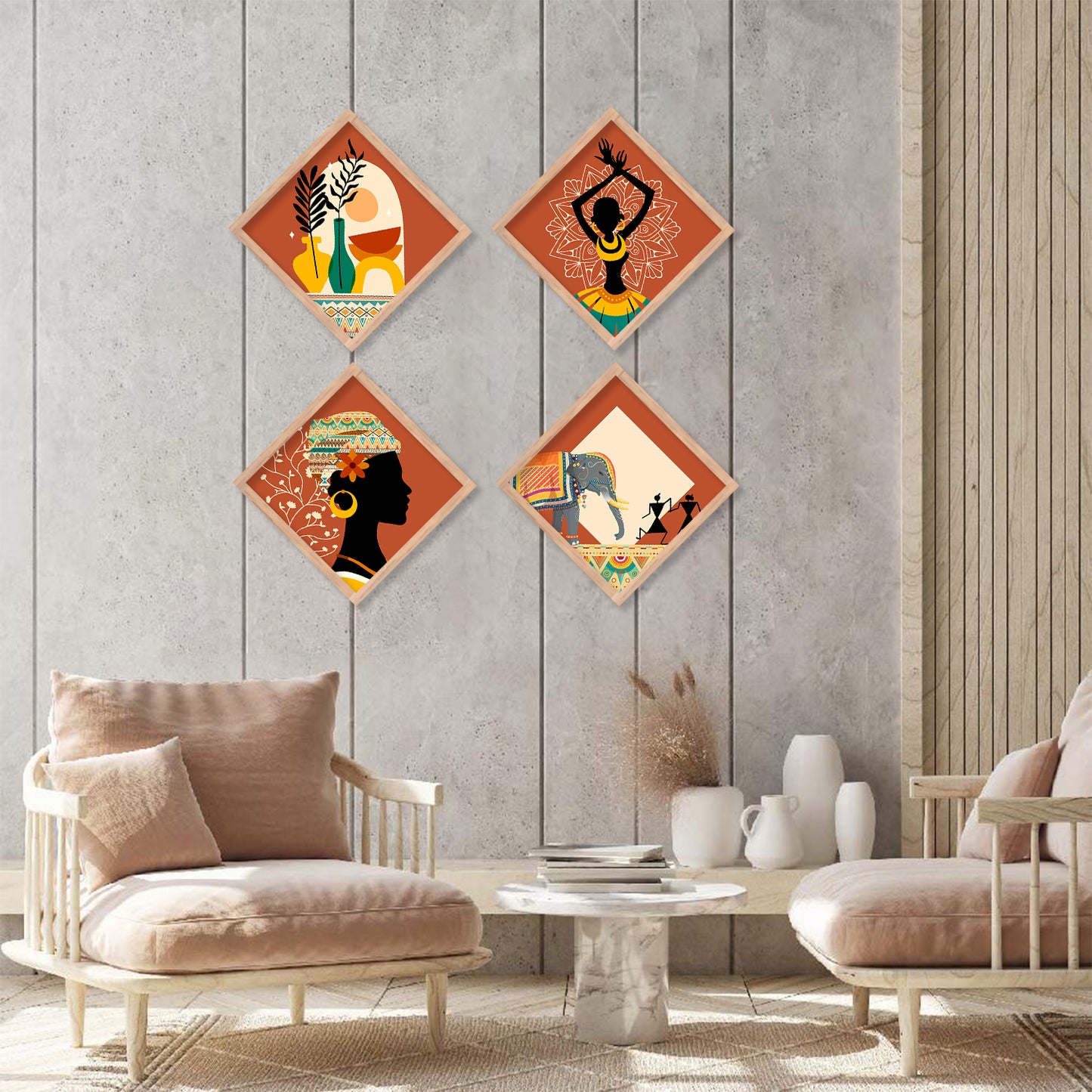 Tribal Woman Art Framed Print Combo for Home Living Room Office Wall Decor