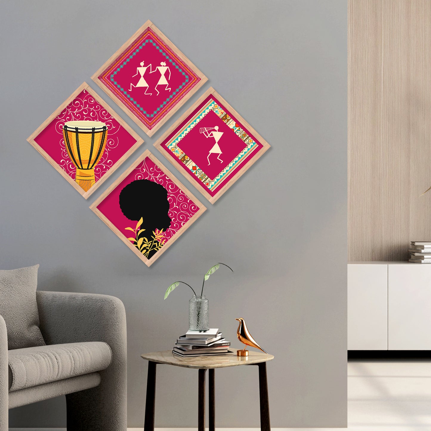 Tribal Woman Art Framed Print Combo for Home Living Room Office Wall Decor