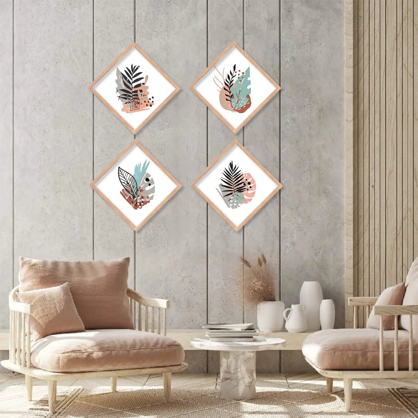 Nature Inspired Framed Print Combo for Home Living Room Office Wall Decor