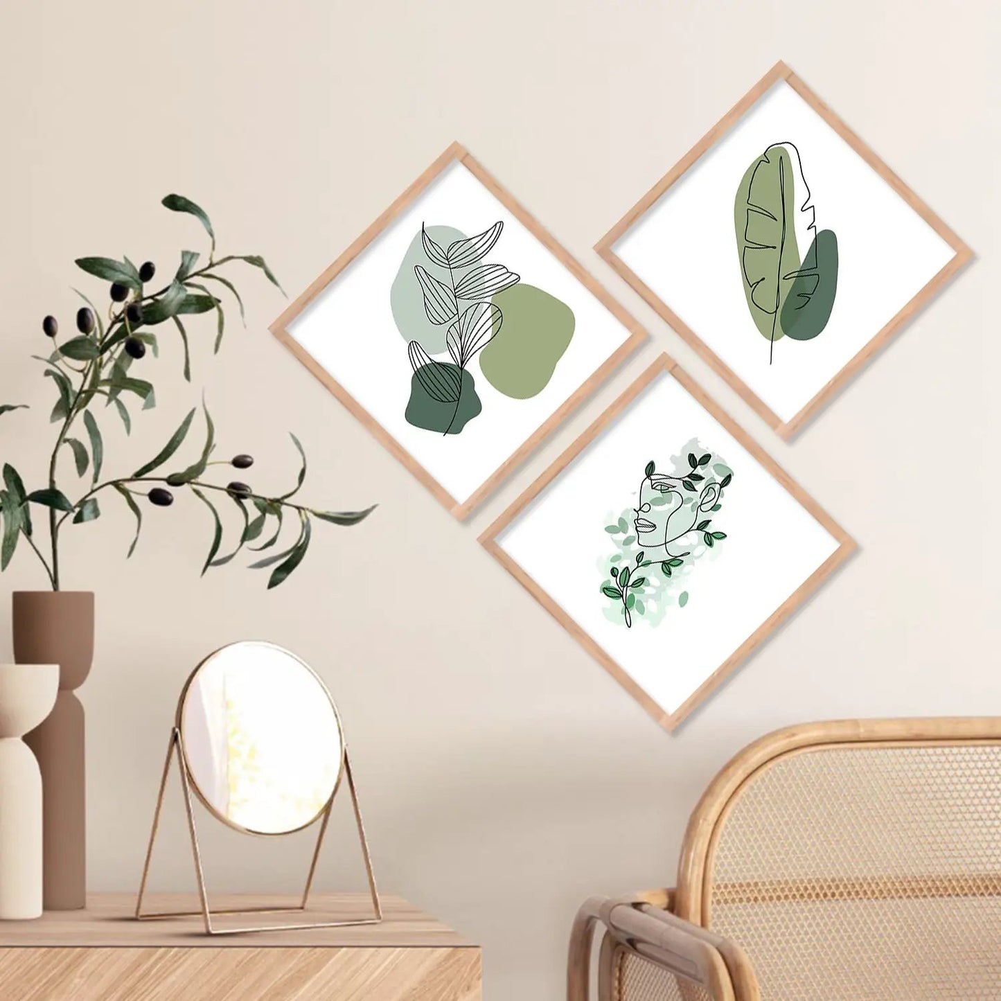 Nature Inspired Framed Print Combo for Home Living Room Office Wall Decor